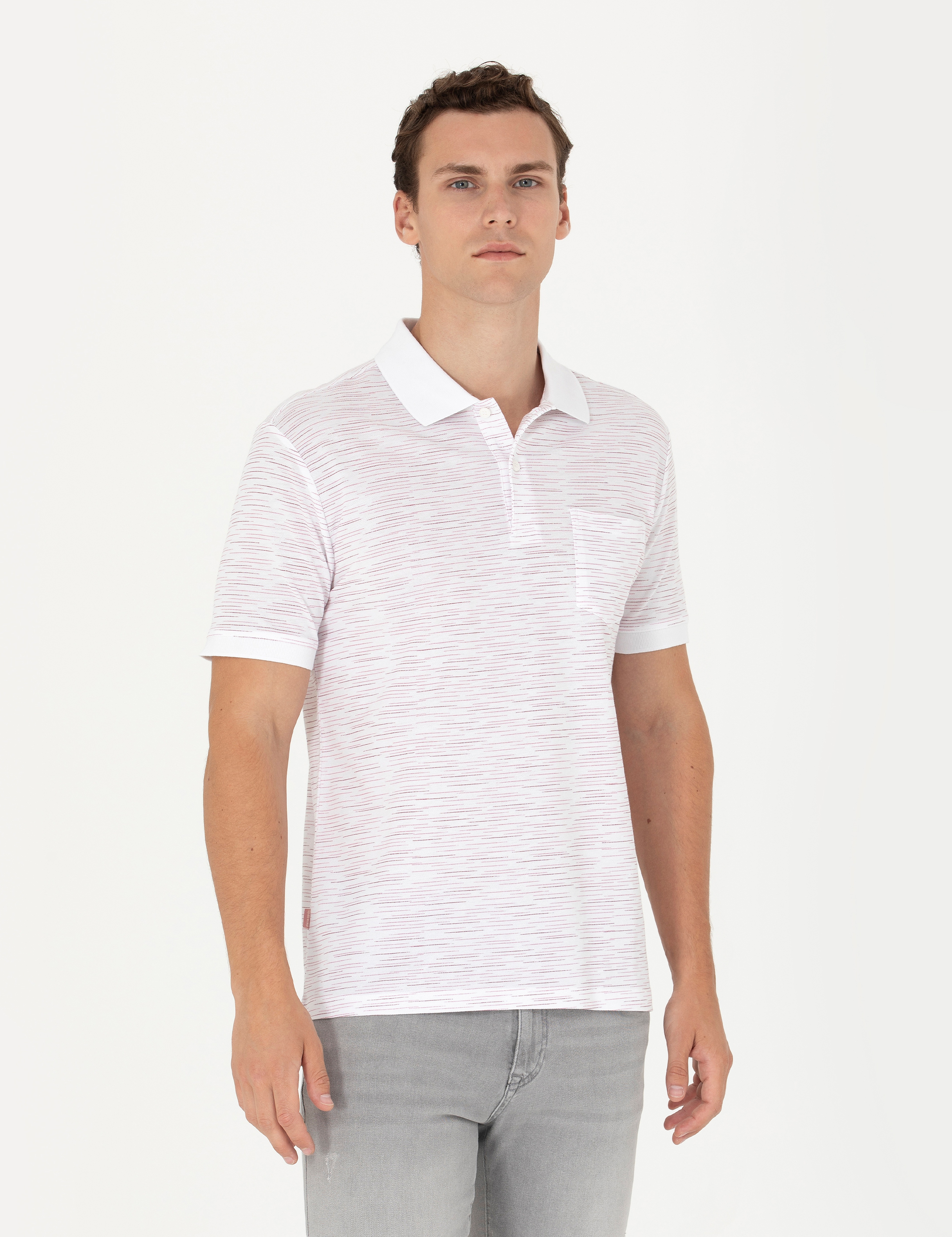 Ekru Regular Fit Polo Yaka Tişört - Image 1