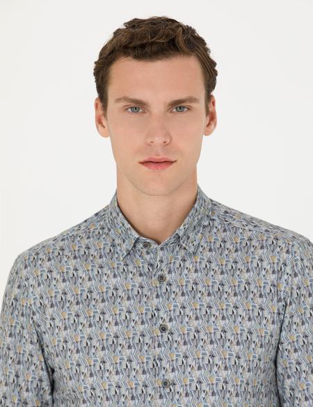 Petrol Slim Fit Uzun Kollu Gömlek - 50274069015