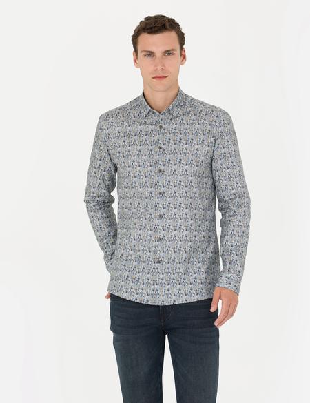 Petrol Slim Fit Uzun Kollu Gömlek - 50274069015