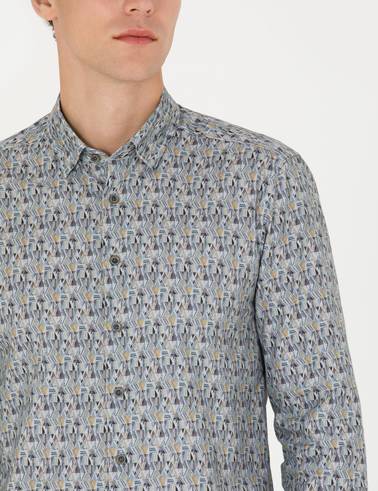 Petrol Slim Fit Uzun Kollu Gömlek