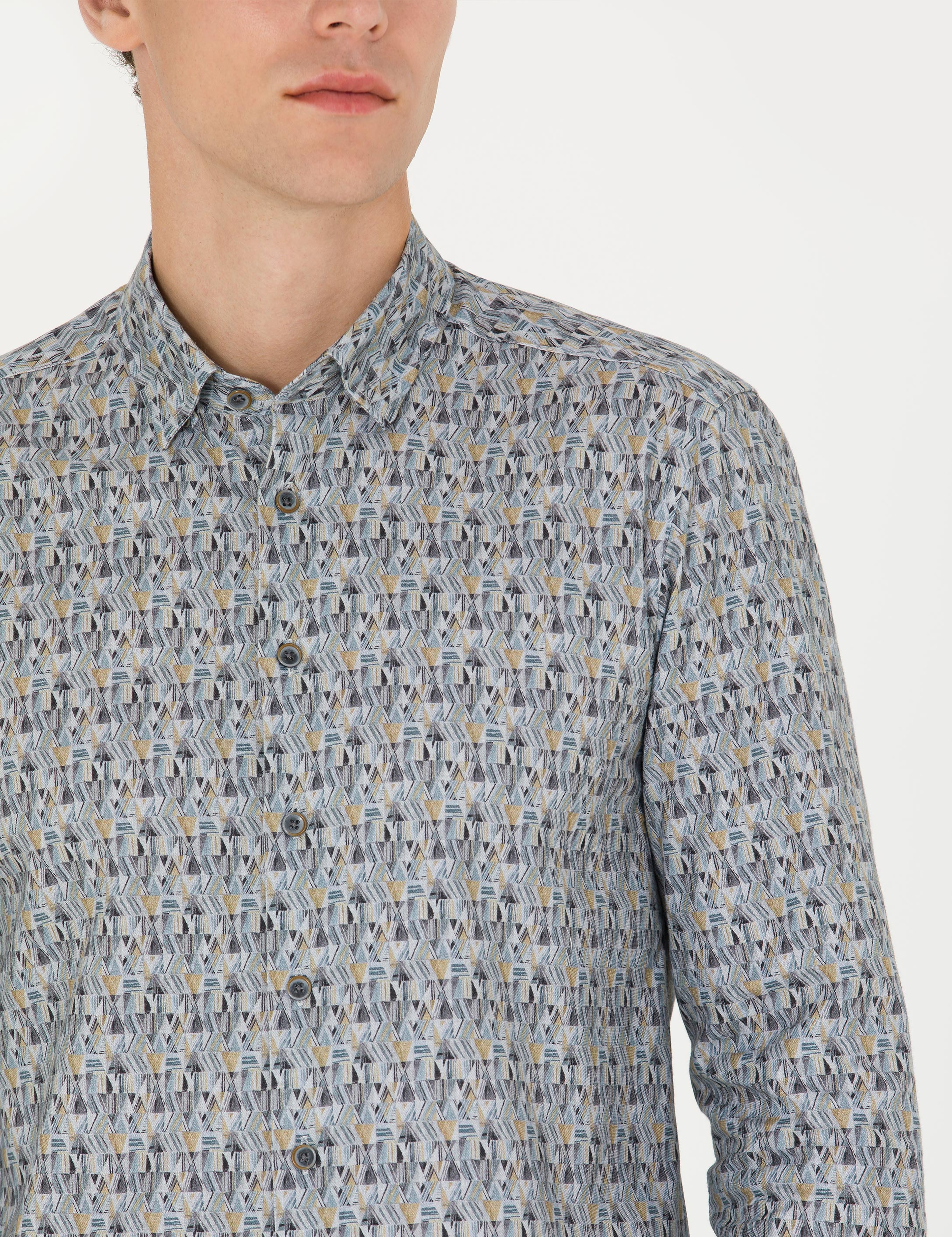 Petrol Slim Fit Uzun Kollu Gömlek - Image 7