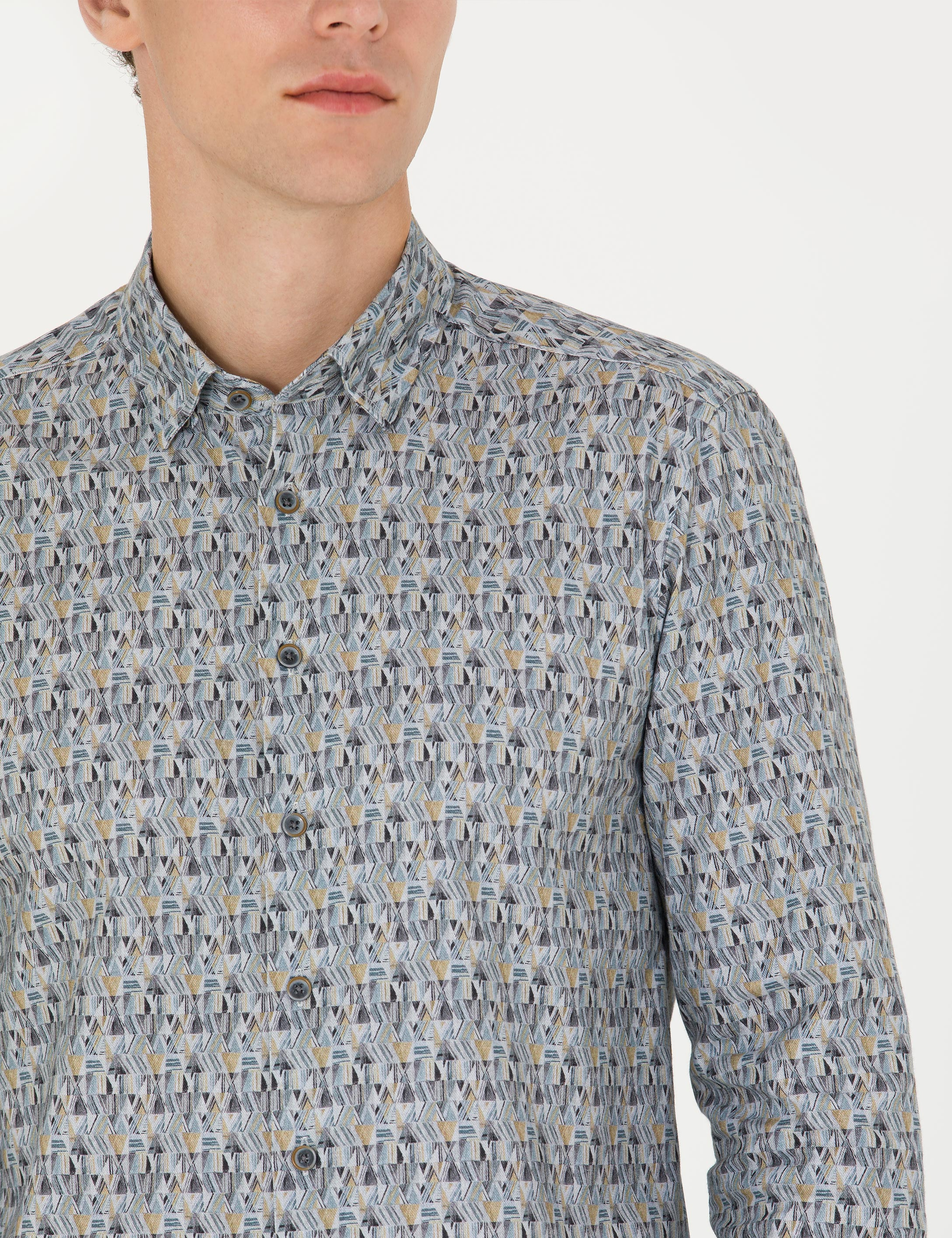 Petrol Slim Fit Uzun Kollu Gömlek