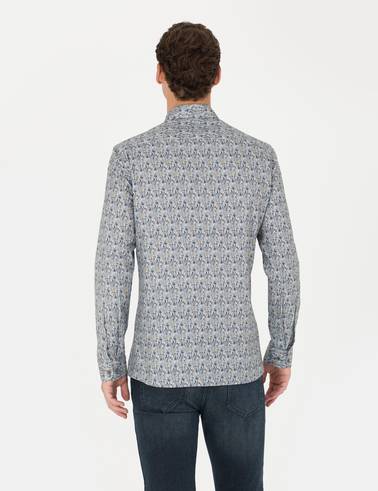 Petrol Slim Fit Uzun Kollu Gömlek