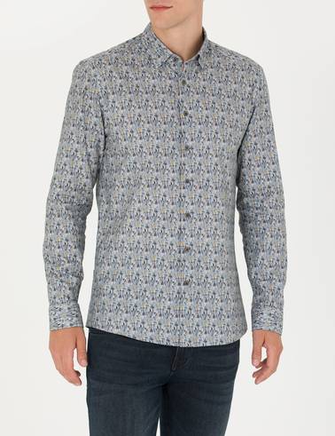 Petrol Slim Fit Uzun Kollu Gömlek