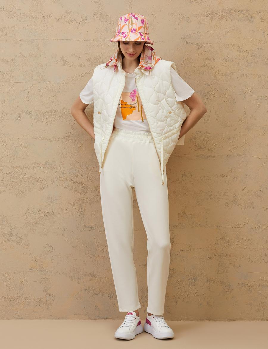 Ekru Regular Fit Eşofman Altı