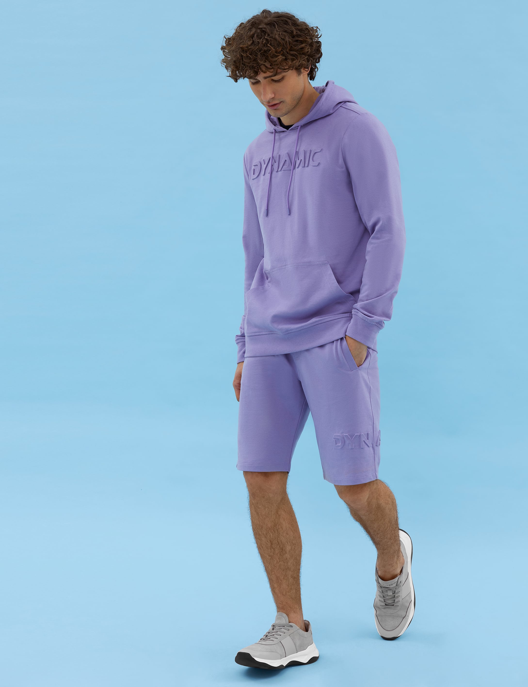 Lila Slim Fit Örme Şort - Image 1