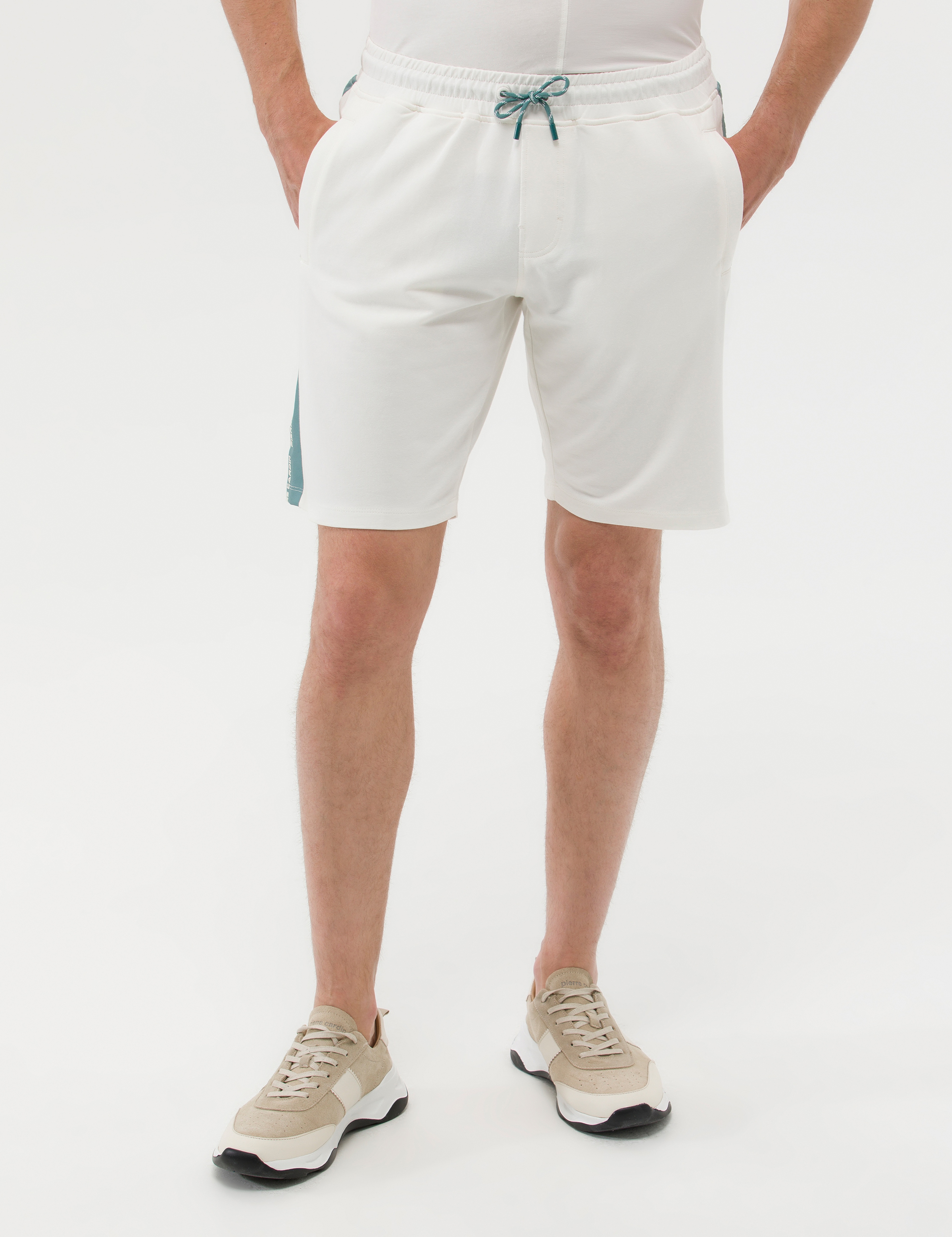 Ekru Slim Fit Örme Şort - Image 3