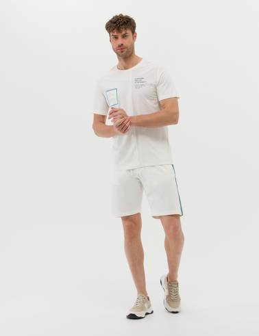 Ekru Slim Fit Örme Şort