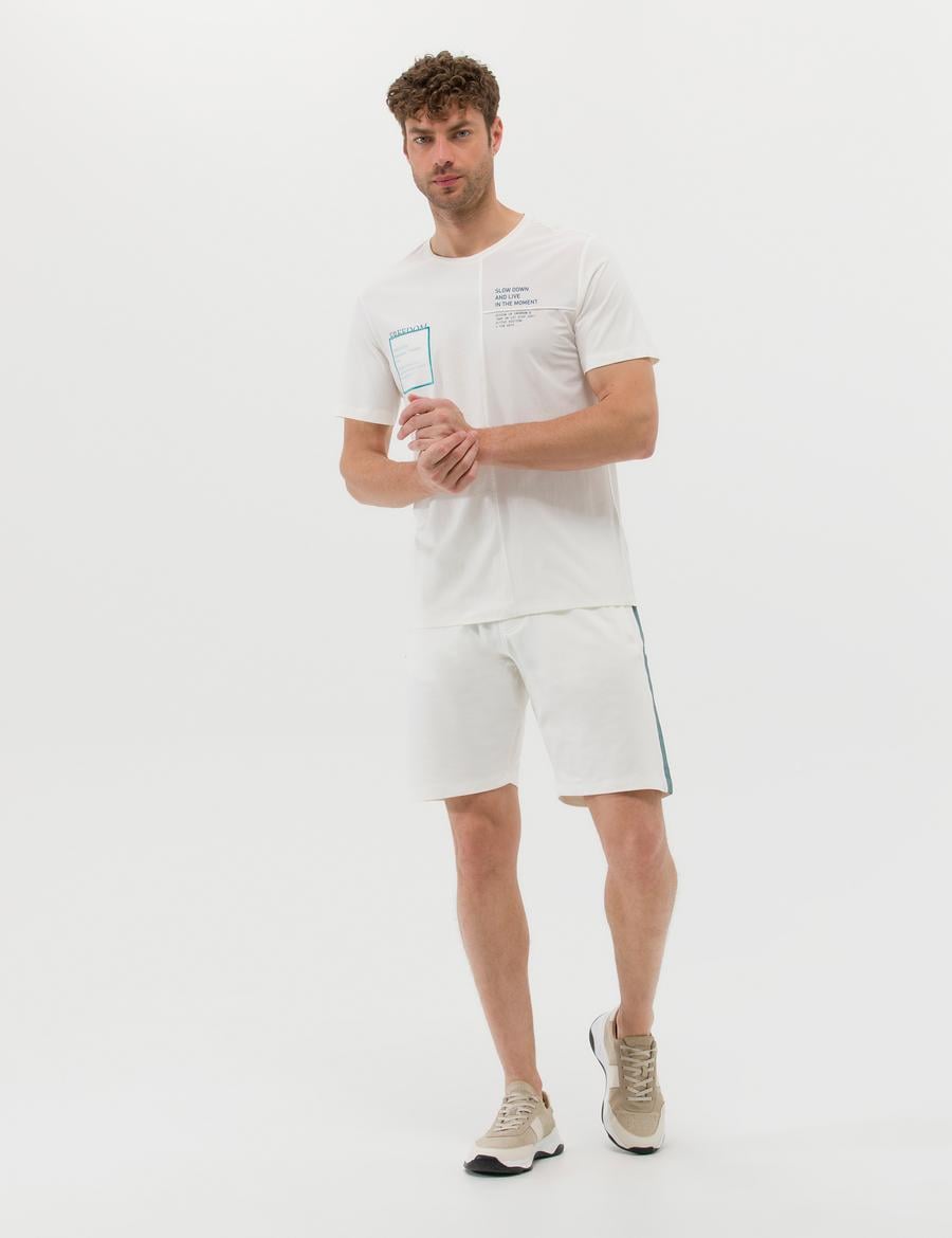 Ekru Slim Fit Örme Şort