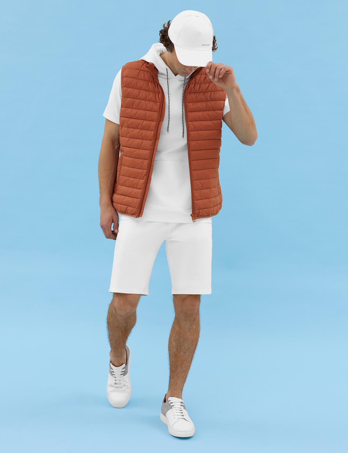 Ekru Slim Fit Örme Şort