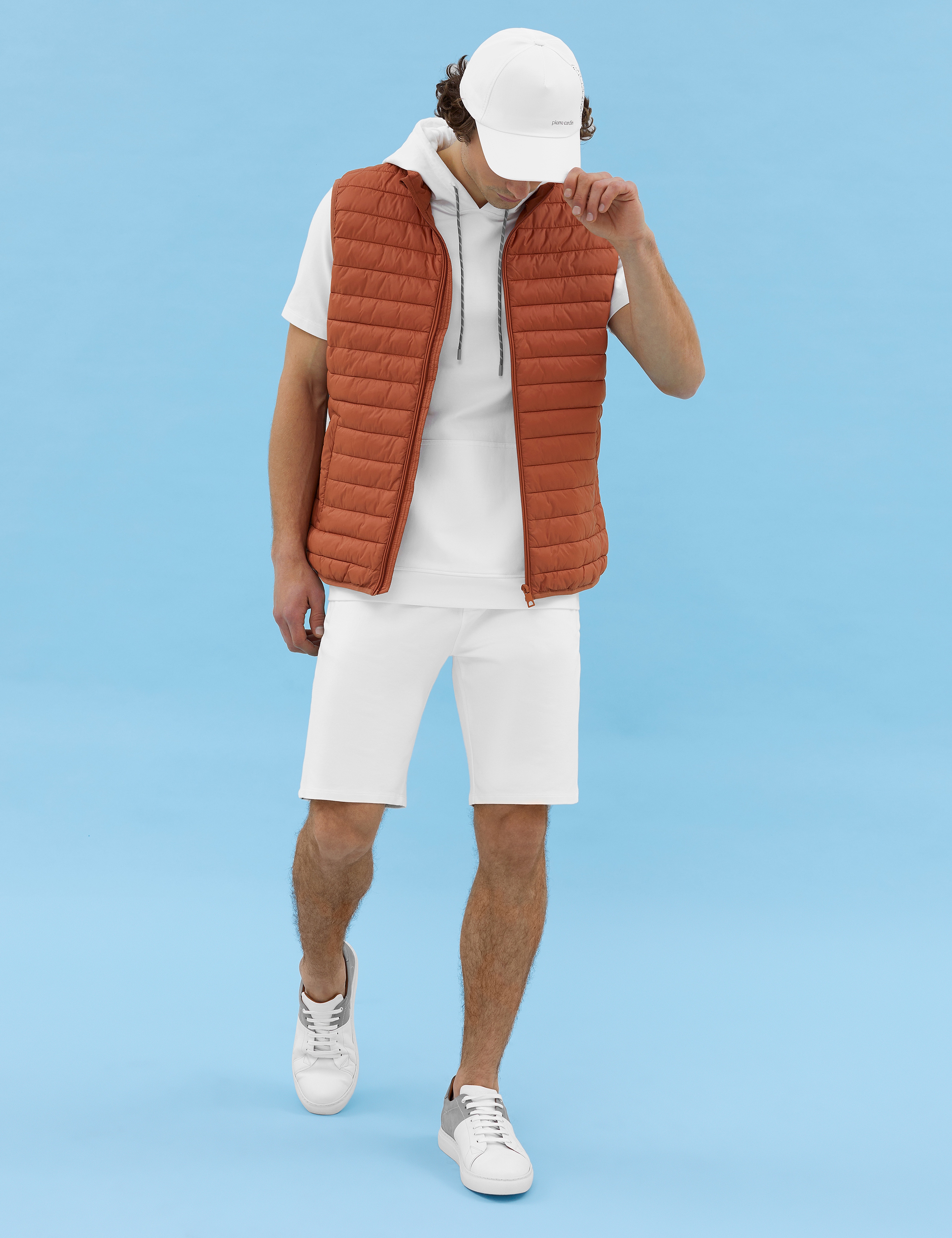 Ekru Slim Fit Örme Şort - Image 1