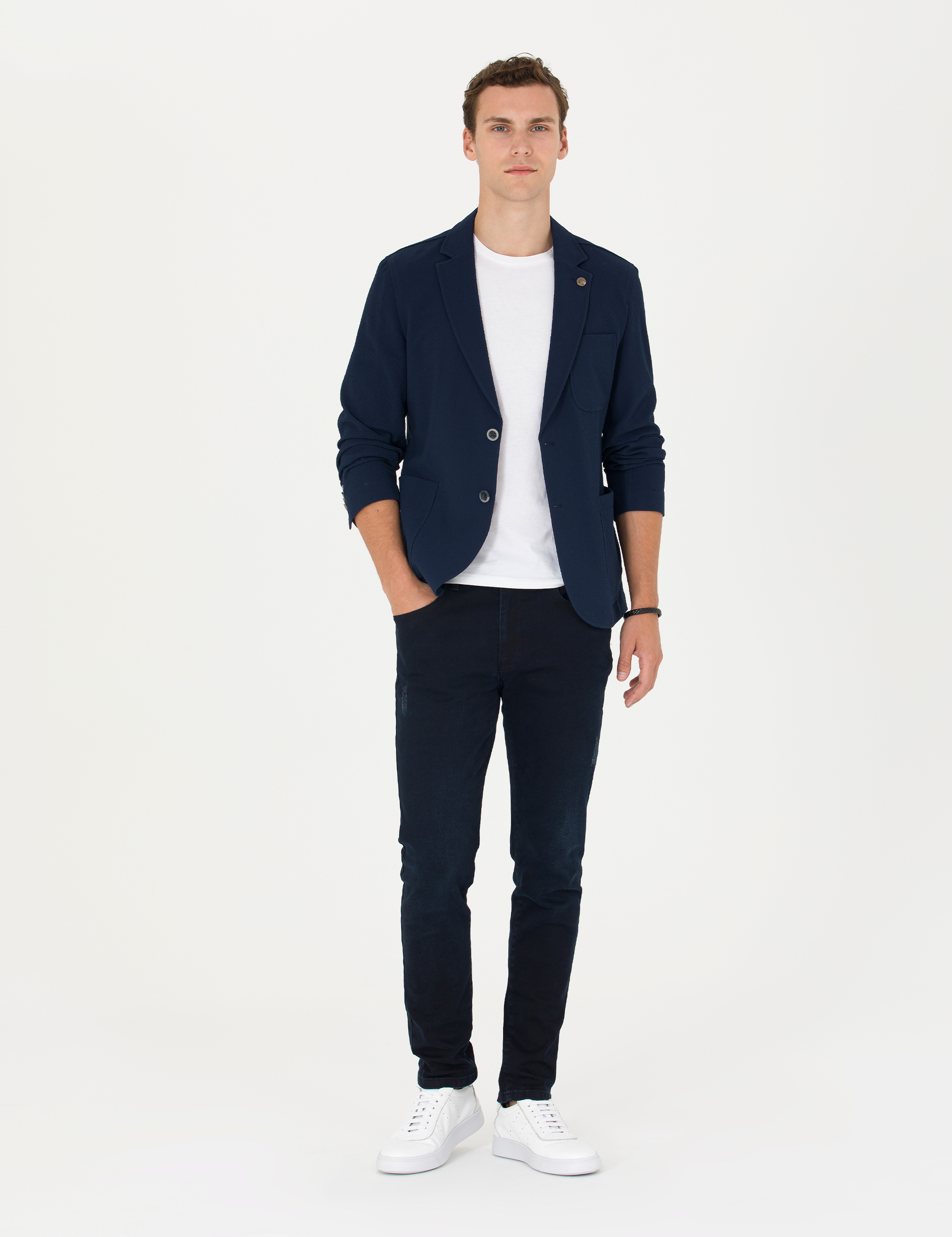 Lacivert Ekstra Slim Fit Blazer Ceket - Image 4