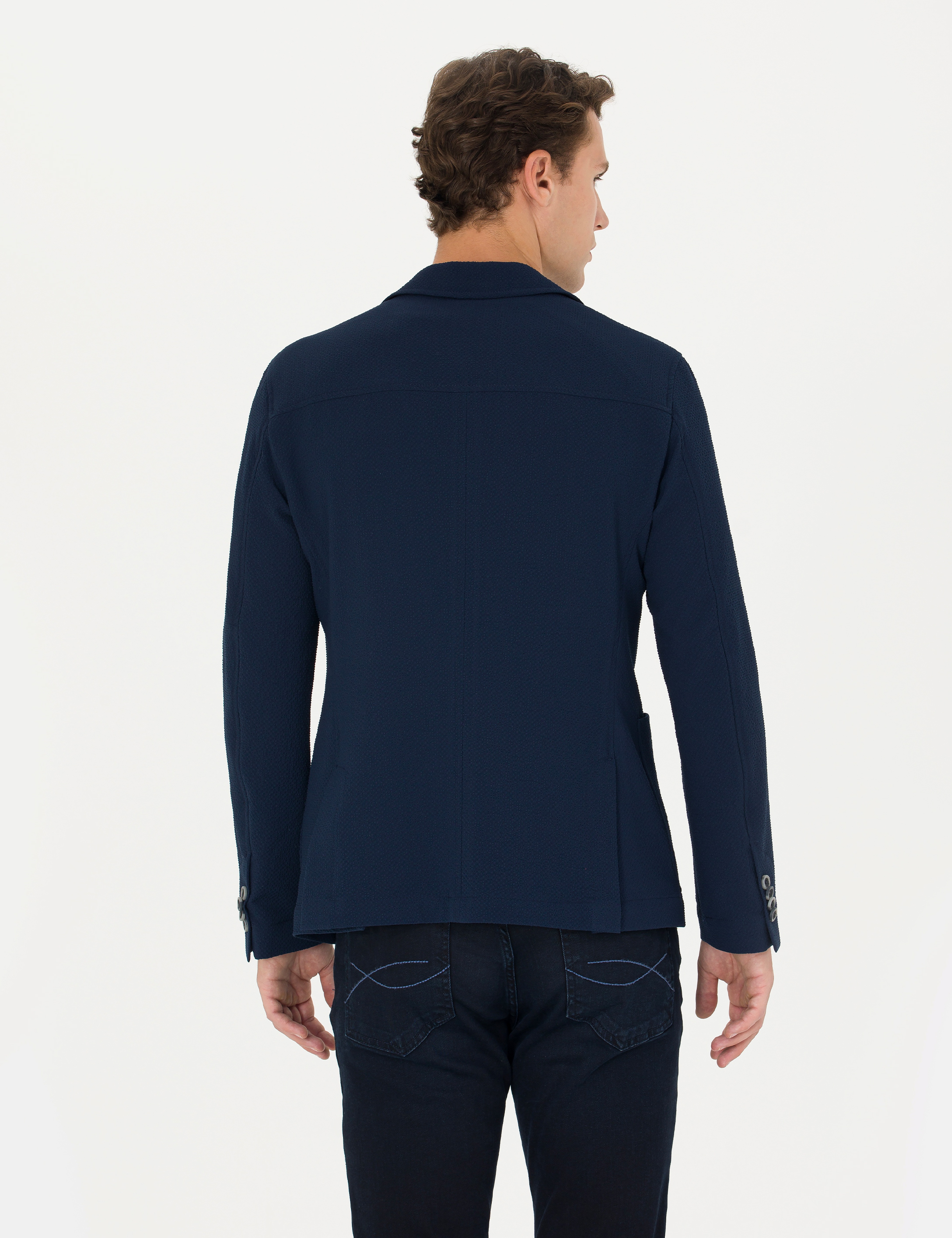 Lacivert Ekstra Slim Fit Blazer Ceket - Image 5
