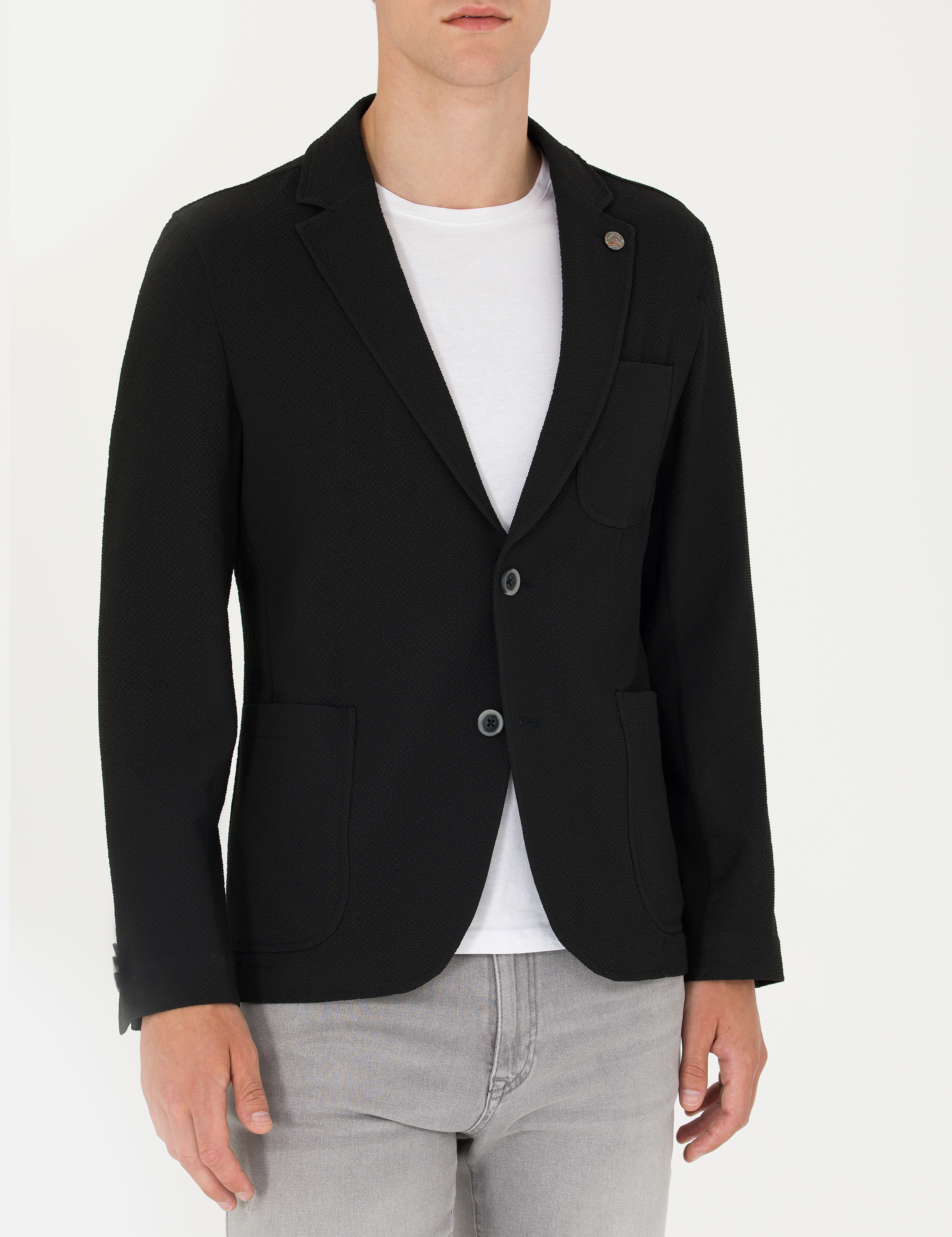 Siyah Ekstra Slim Fit Blazer Ceket - Image 6
