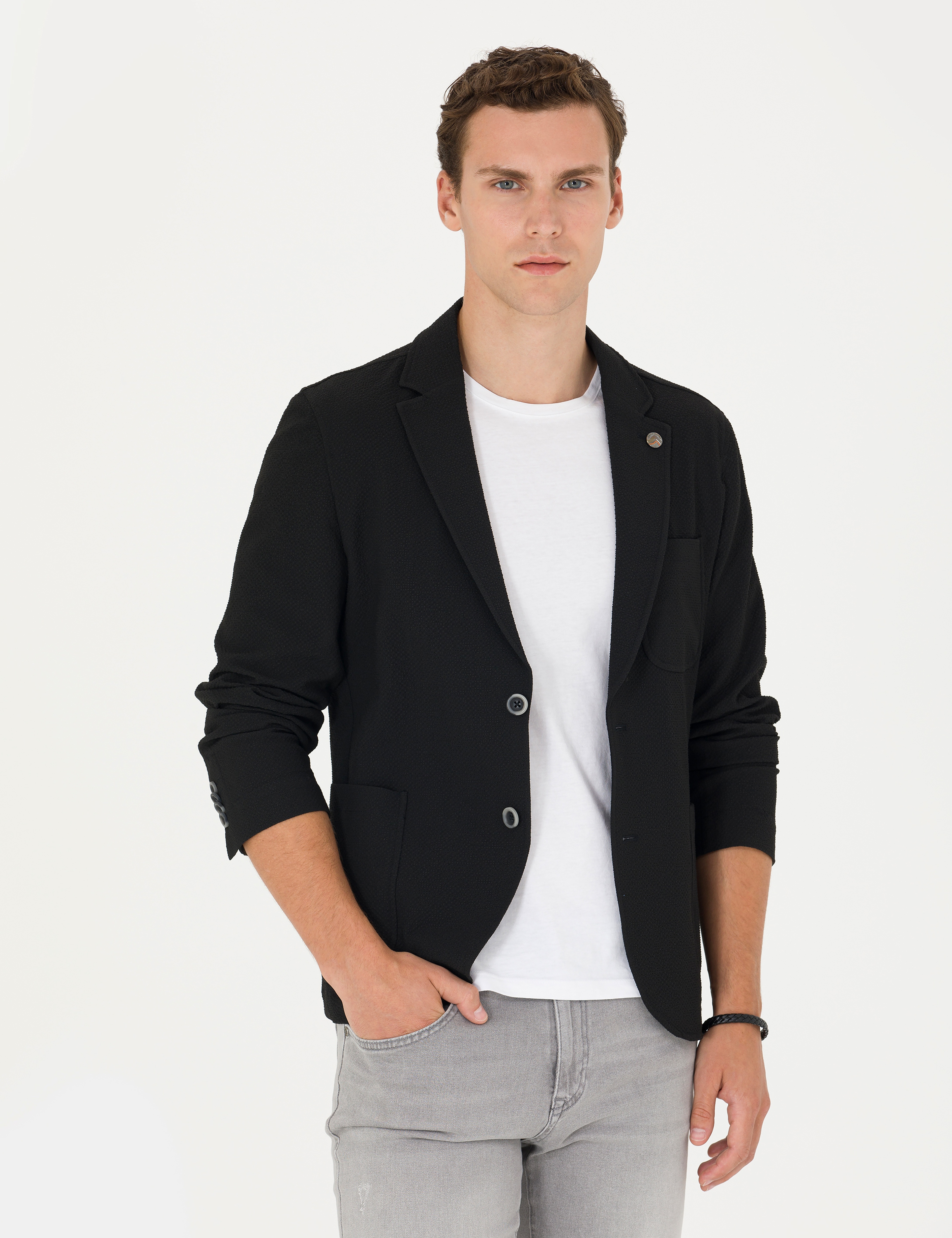 Siyah Ekstra Slim Fit Blazer Ceket - Image 1