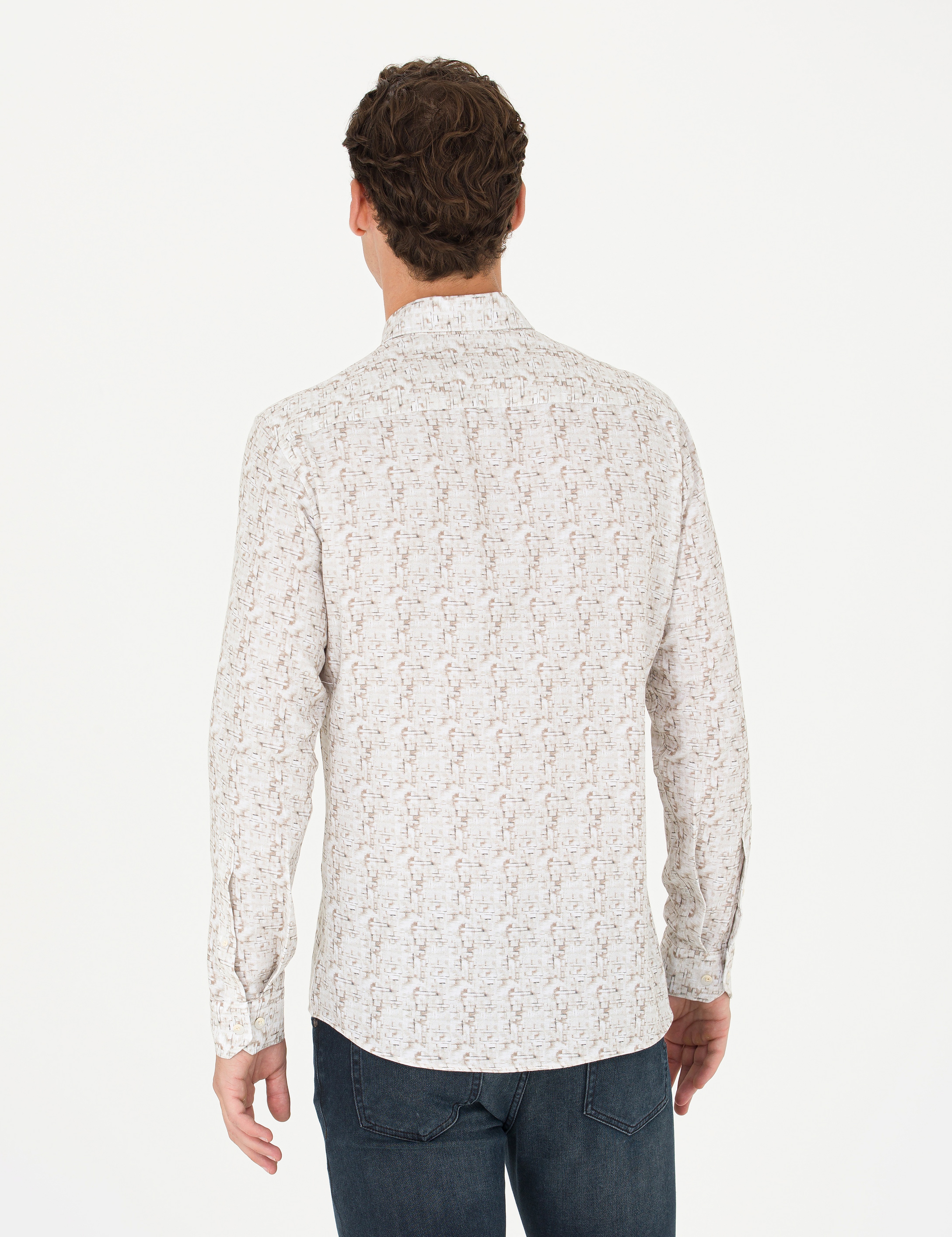 Haki Slim Fit Uzun Kollu Gömlek - Image 5