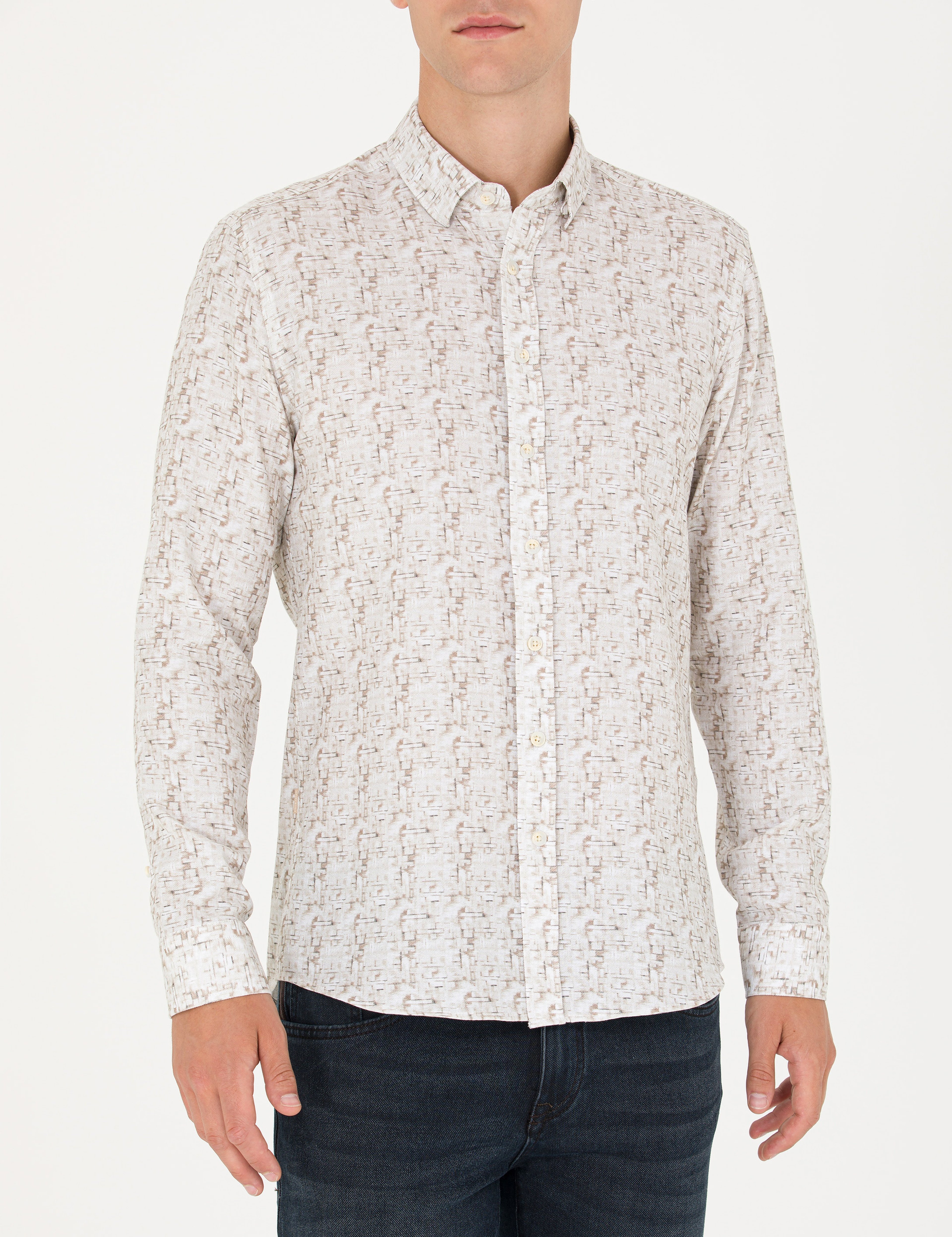 Haki Slim Fit Uzun Kollu Gömlek