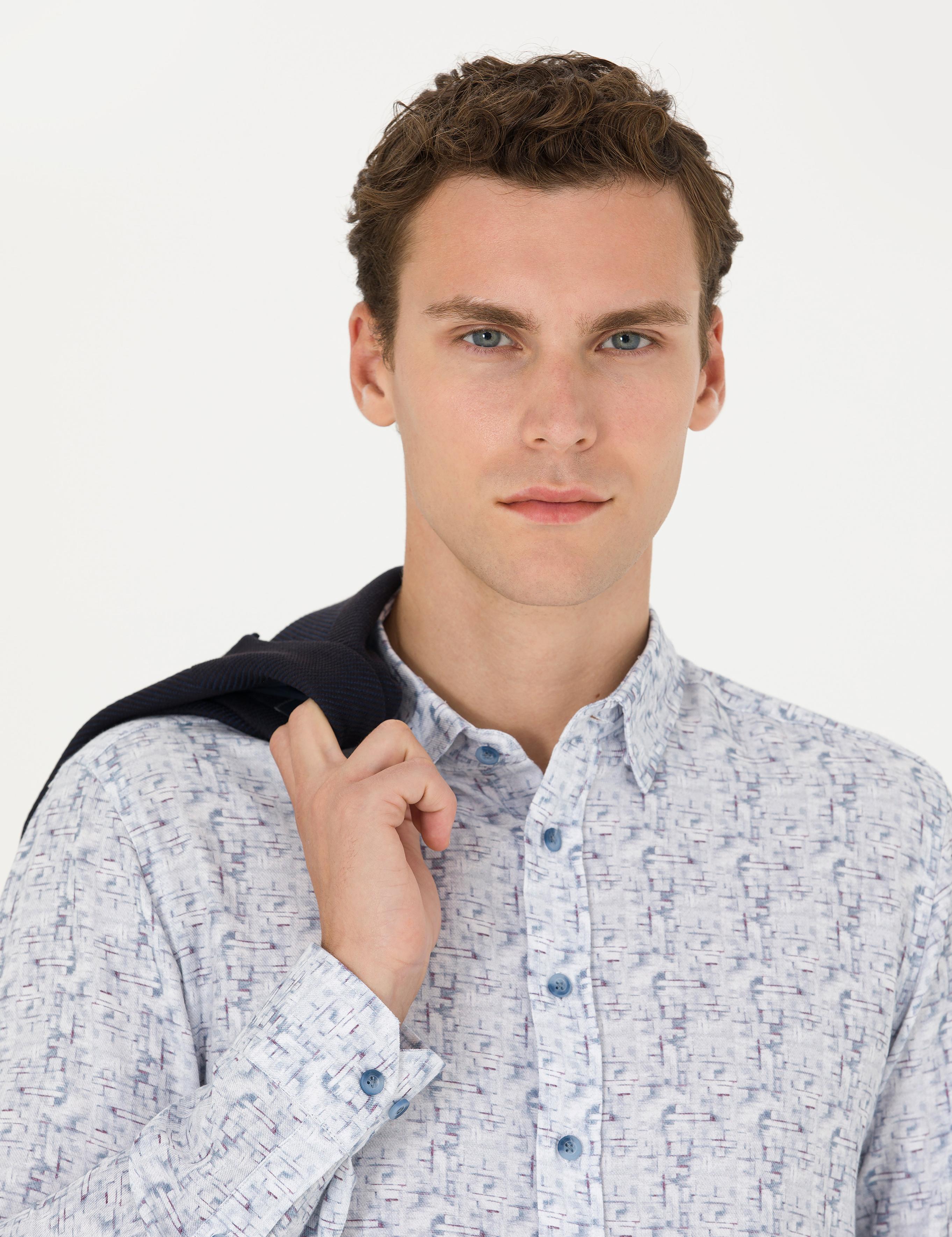 Mavi Slim Fit Uzun Kollu Gömlek