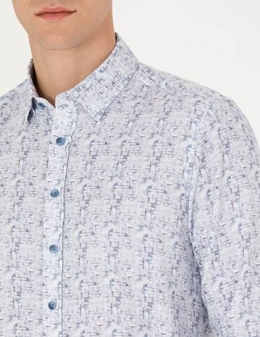 Mavi Slim Fit Uzun Kollu Gömlek