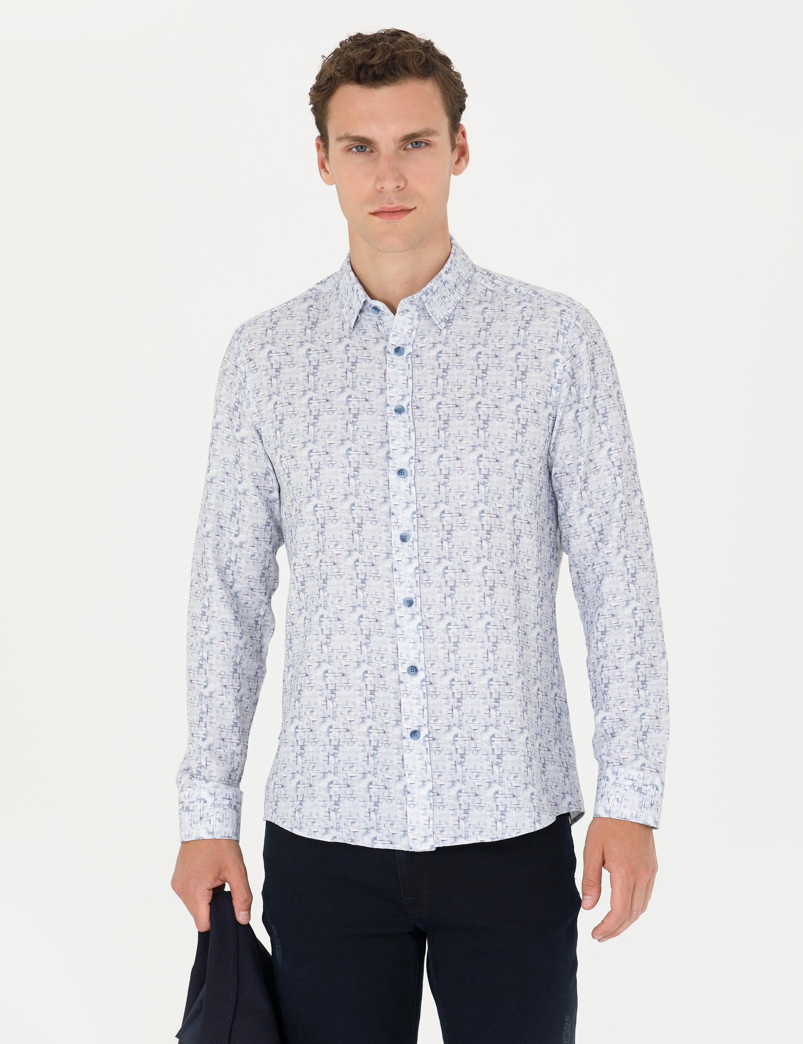 Mavi Slim Fit Uzun Kollu Gömlek