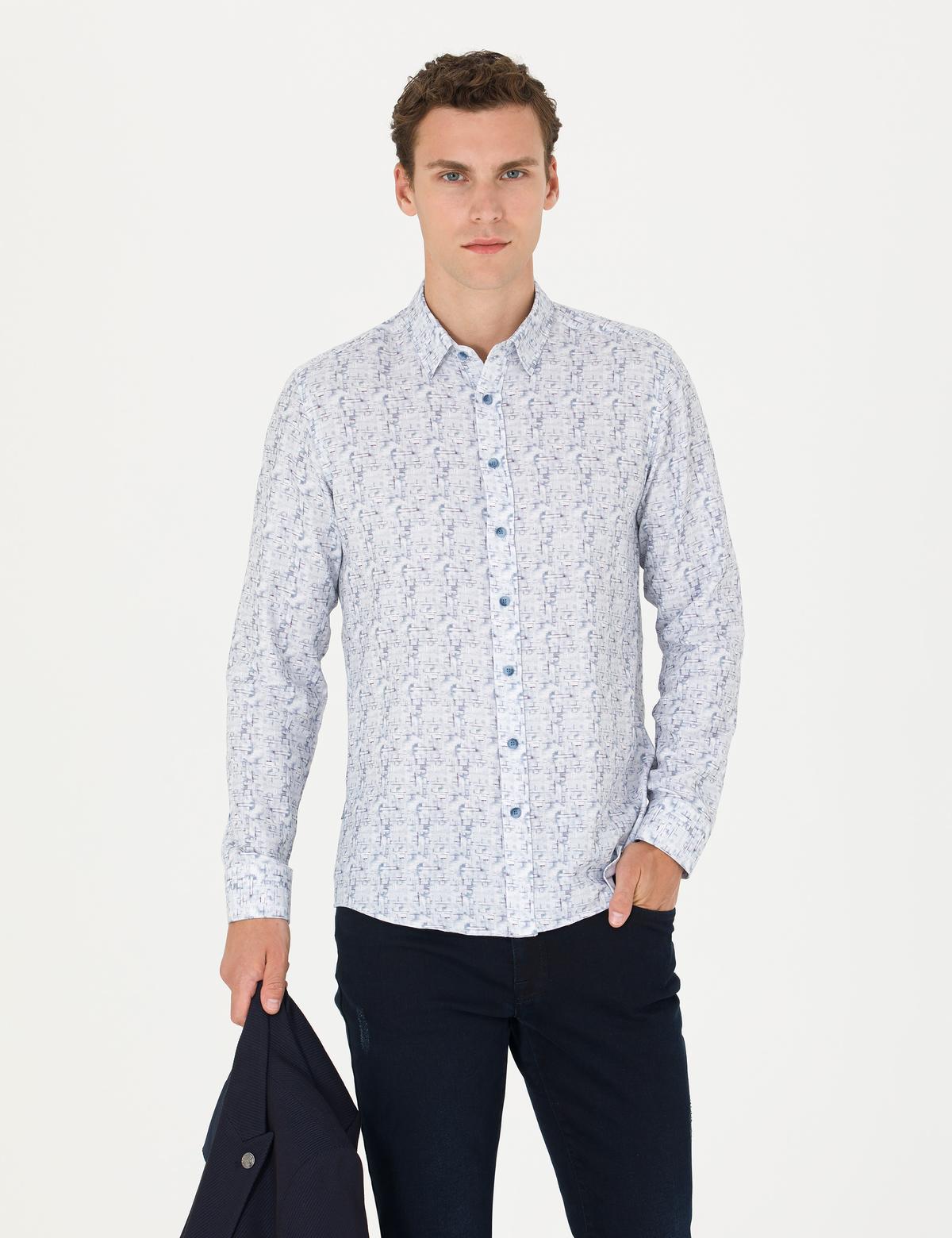 Mavi Slim Fit Uzun Kollu Gömlek