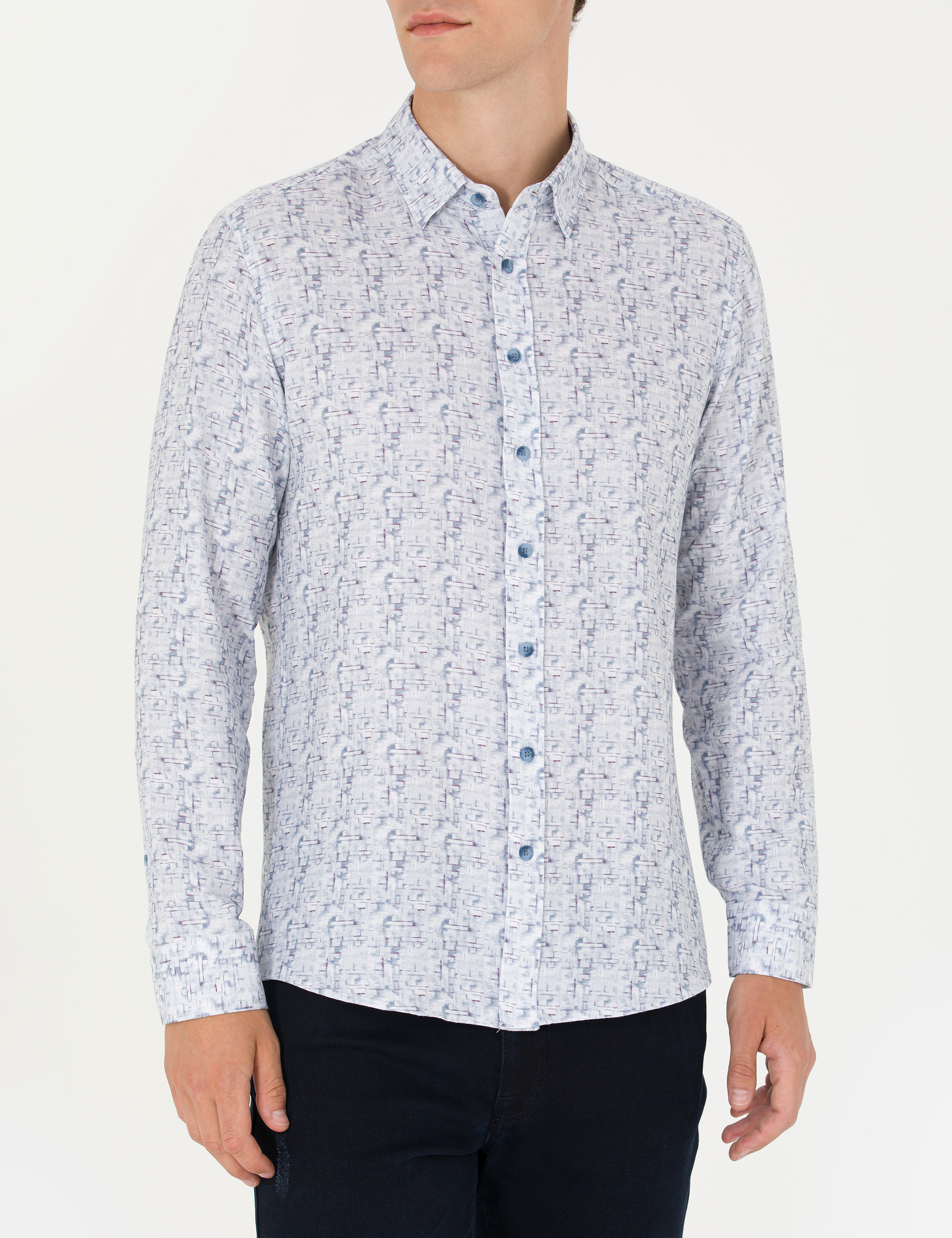 Mavi Slim Fit Uzun Kollu Gömlek - Image 6