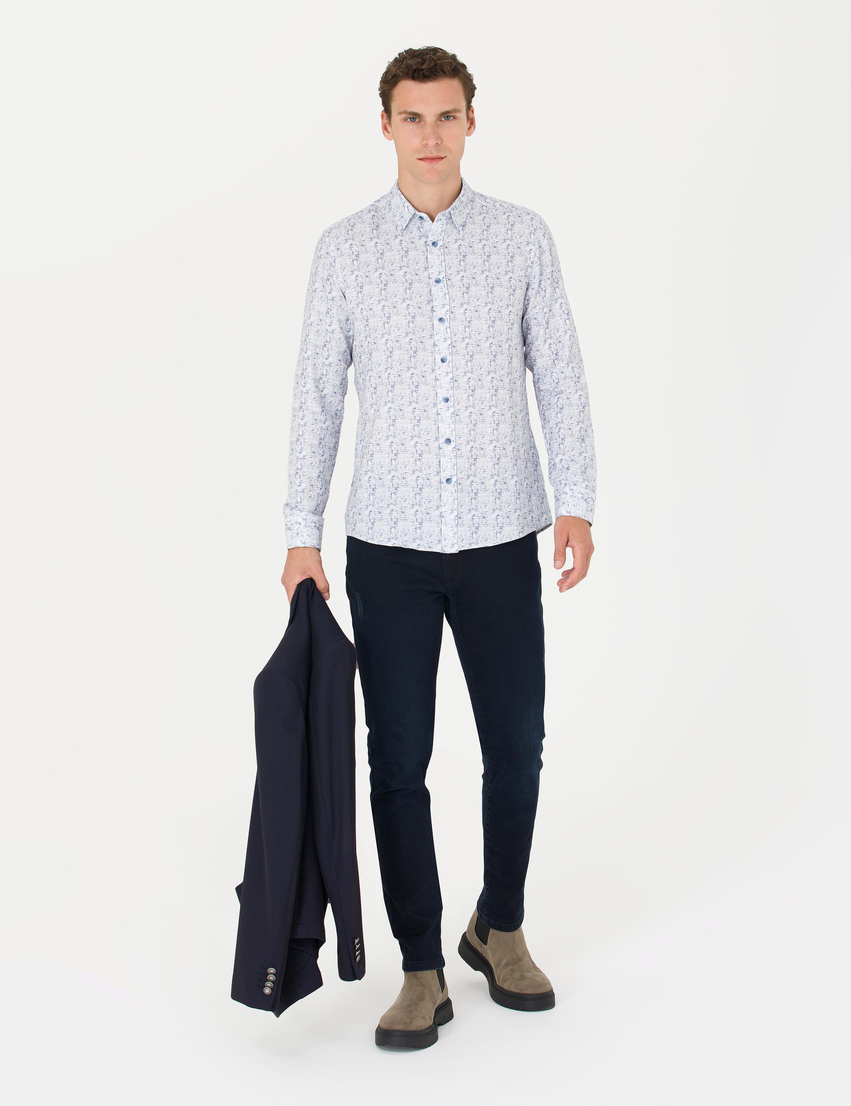 Mavi Slim Fit Uzun Kollu Gömlek