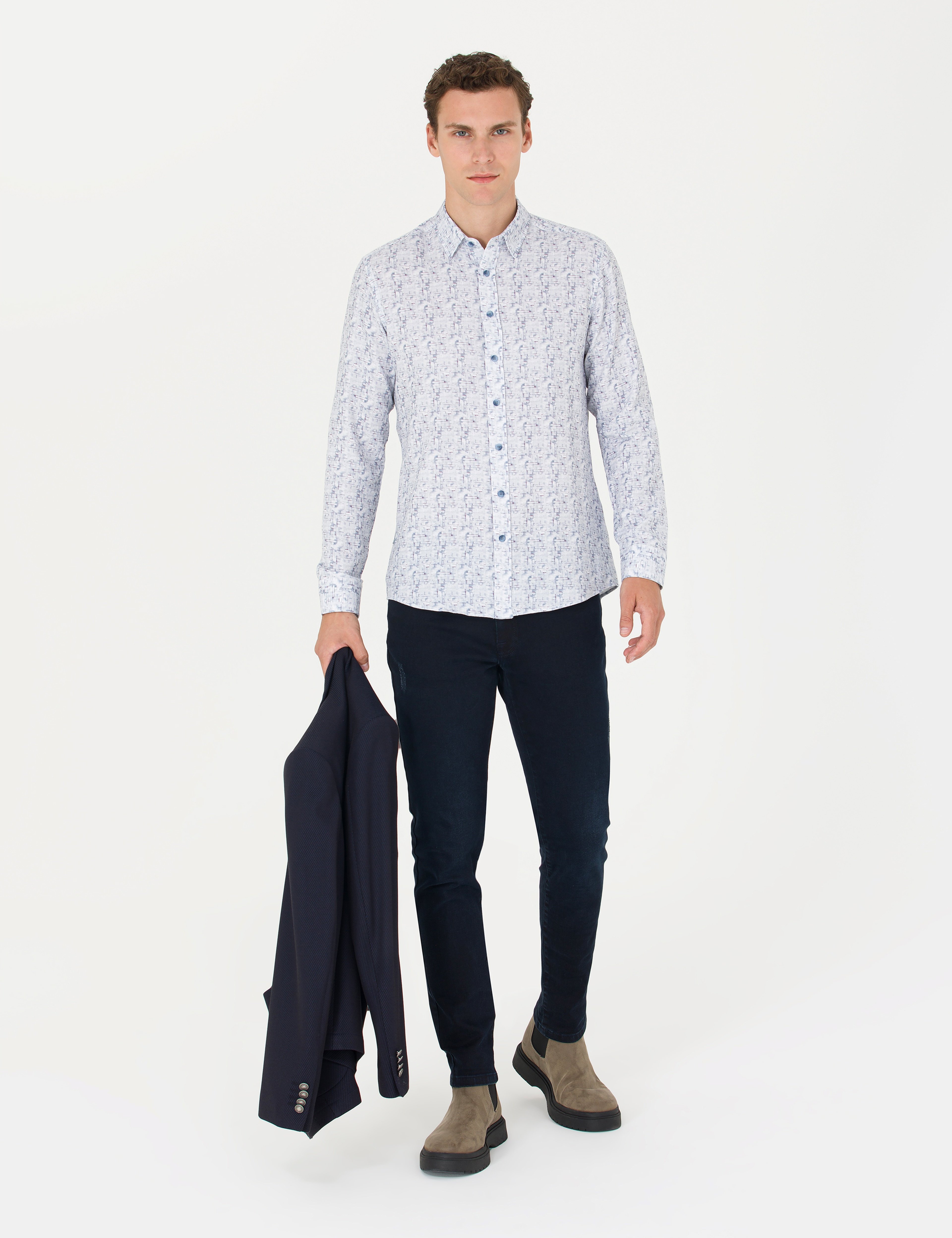 Mavi Slim Fit Uzun Kollu Gömlek