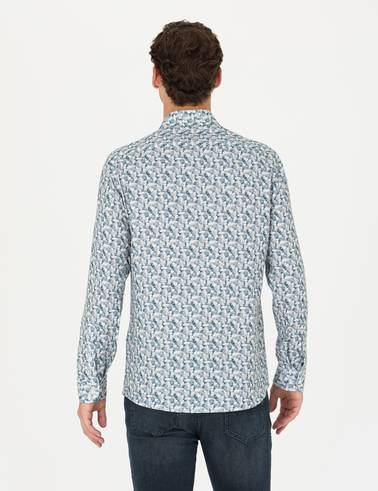 Petrol Slim Fit Uzun Kollu Gömlek