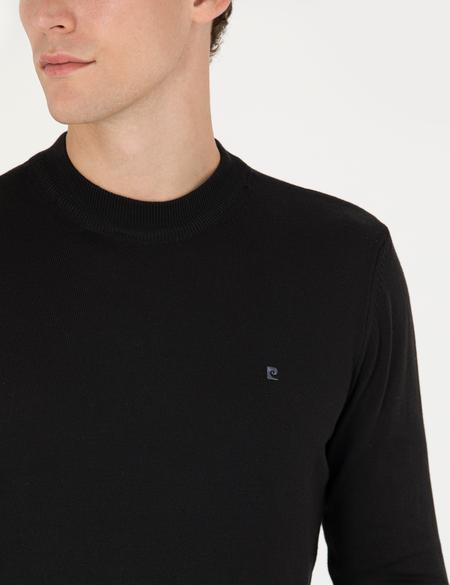 Siyah Slim Fit Yarım Balıkçı Yaka Basic Triko Kazak - 50276534001