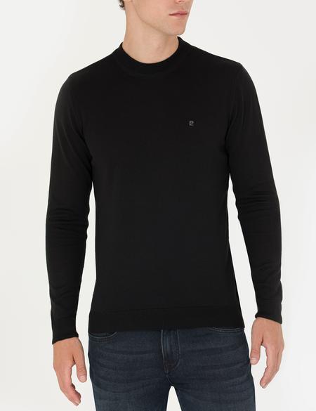 Siyah Slim Fit Yarım Balıkçı Yaka Basic Triko Kazak - 50276534001