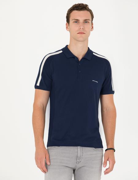 Lacivert Slim Fit Düğmeli Polo Yaka Triko Tişört - 50268282018