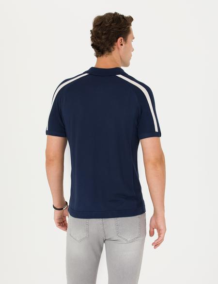 Lacivert Slim Fit Düğmeli Polo Yaka Triko Tişört - 50268282018