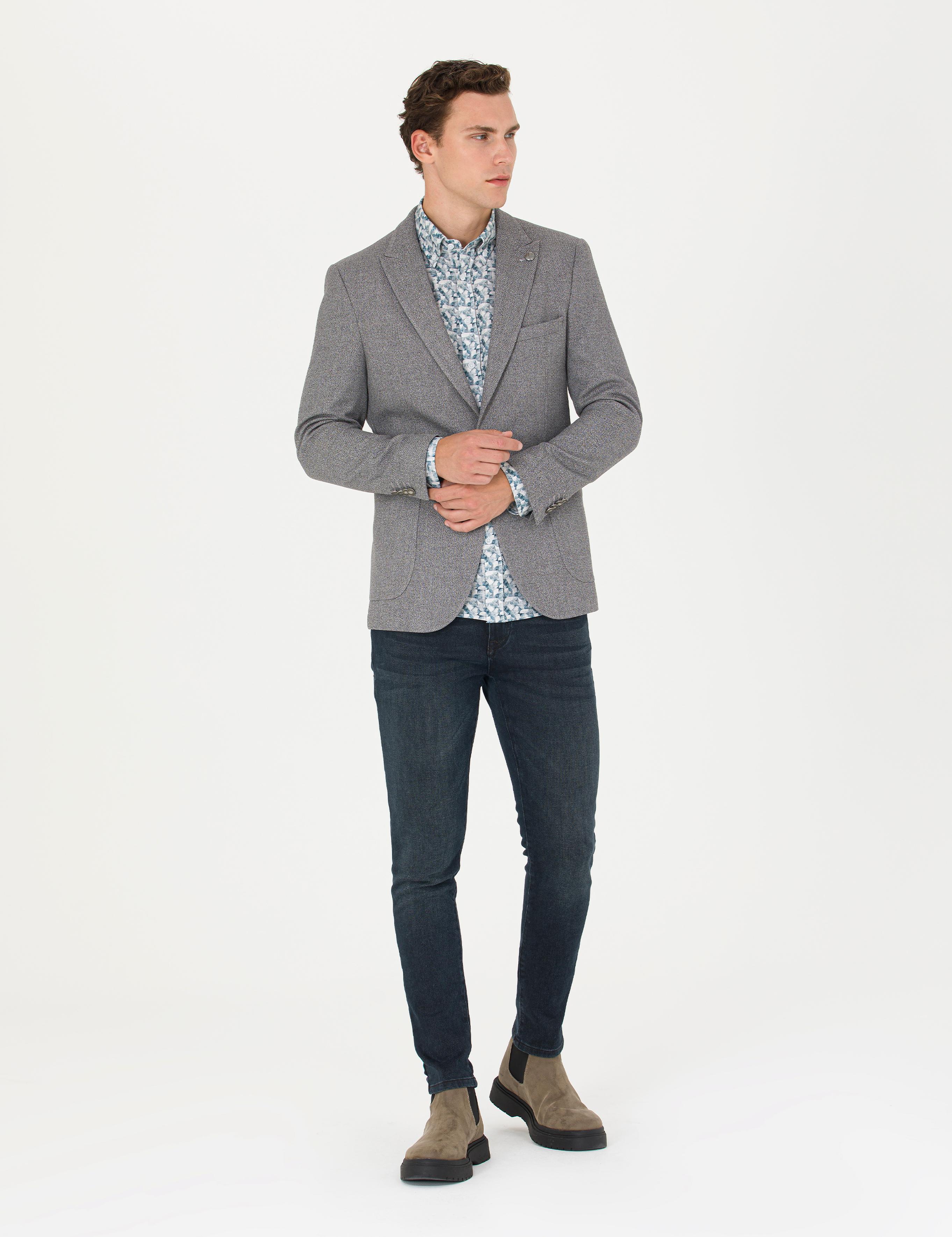 Gri Ekstra Slim Fit Blazer Ceket