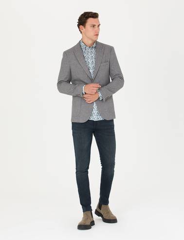 Gri Ekstra Slim Fit Blazer Ceket