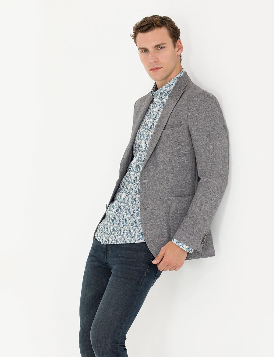 Gri Ekstra Slim Fit Blazer Ceket