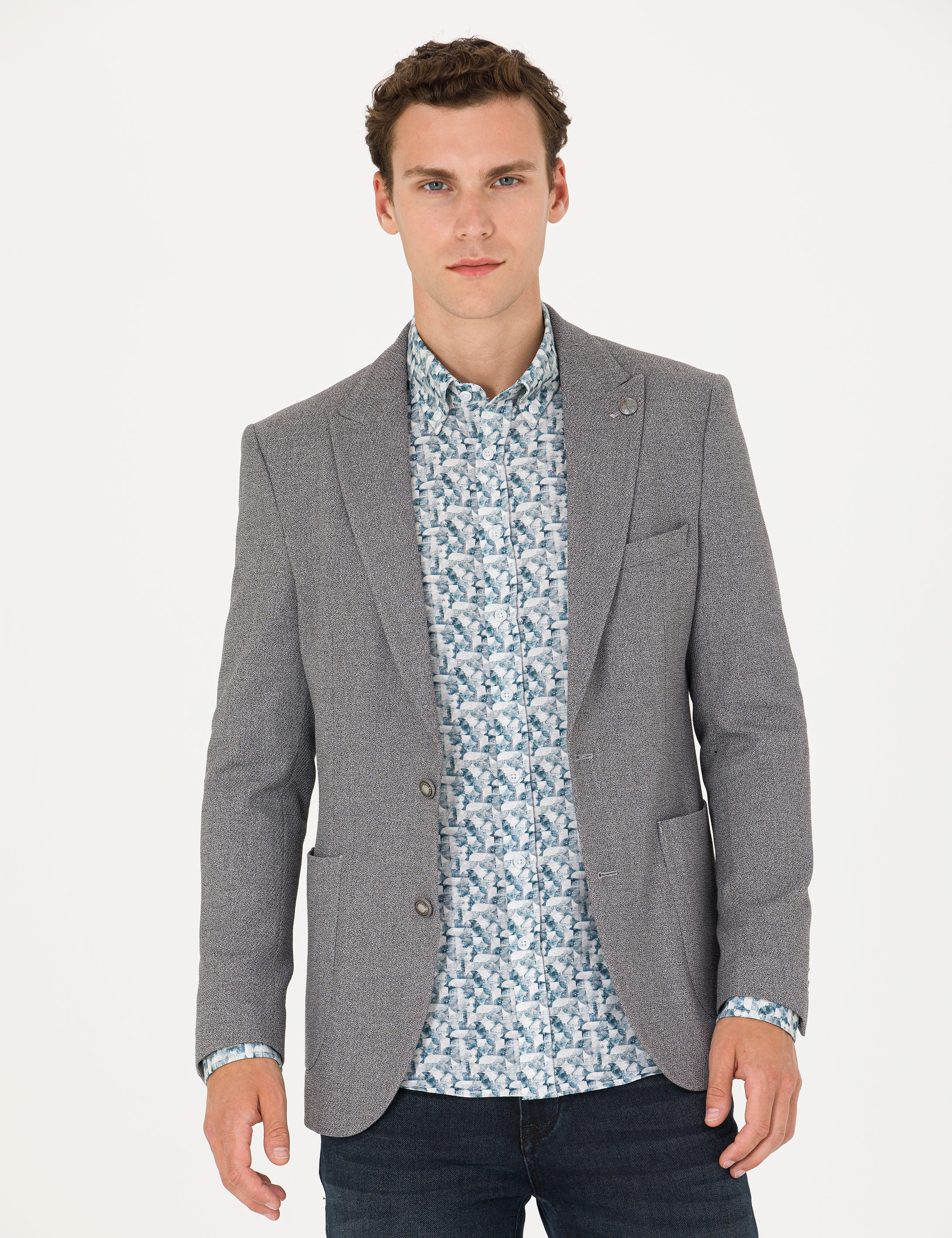 Gri Ekstra Slim Fit Blazer Ceket