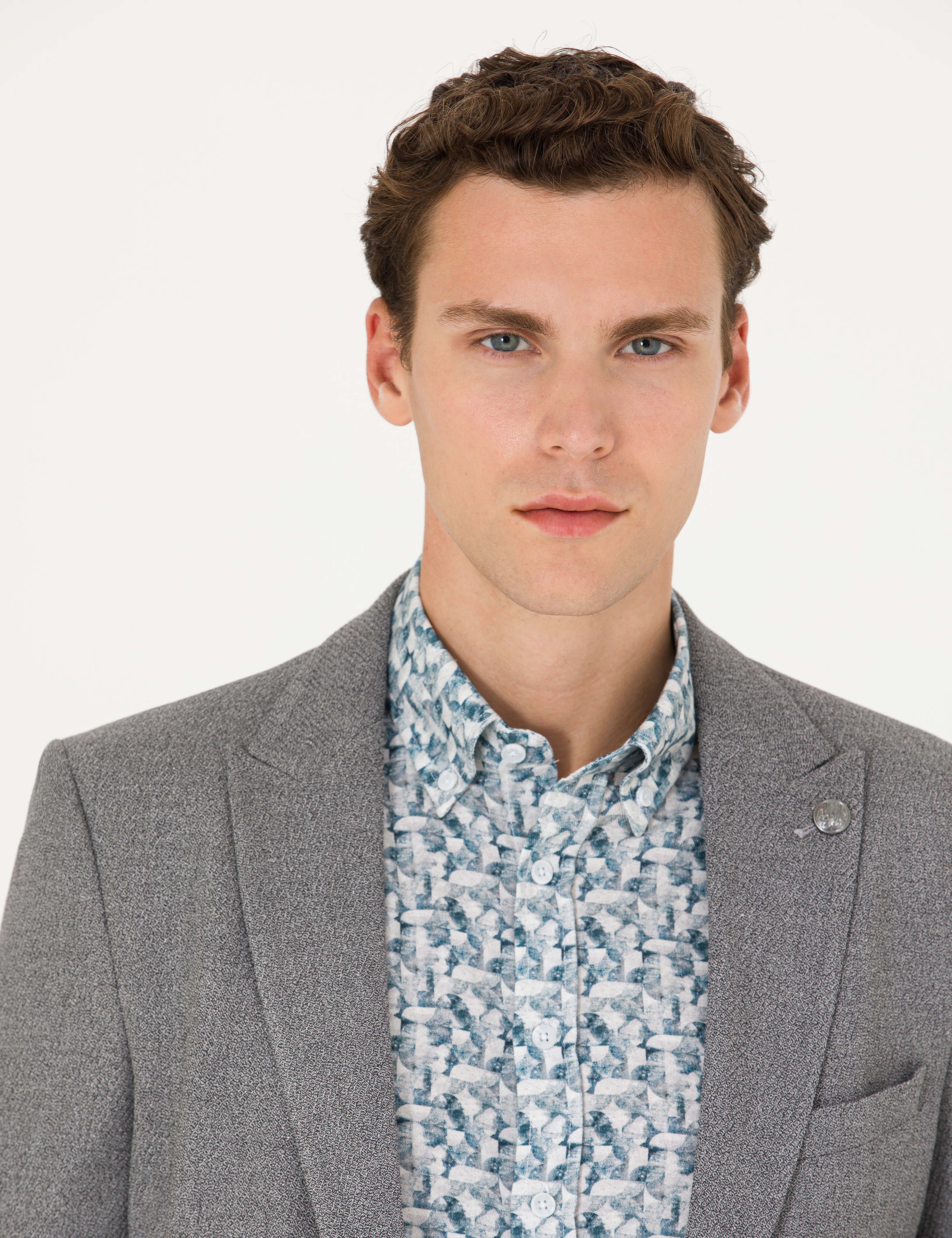 Gri Ekstra Slim Fit Blazer Ceket - Image 2