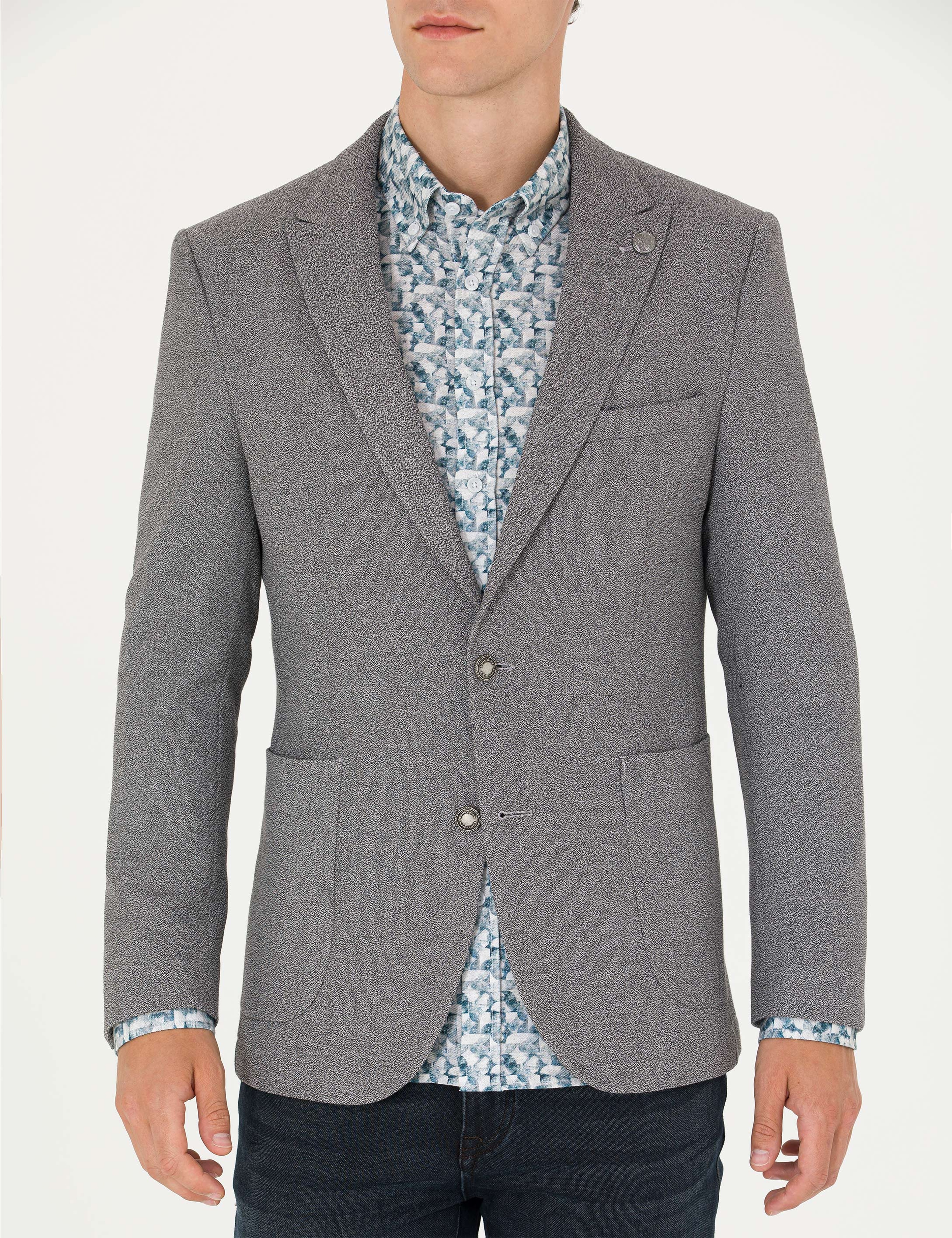 Gri Ekstra Slim Fit Blazer Ceket