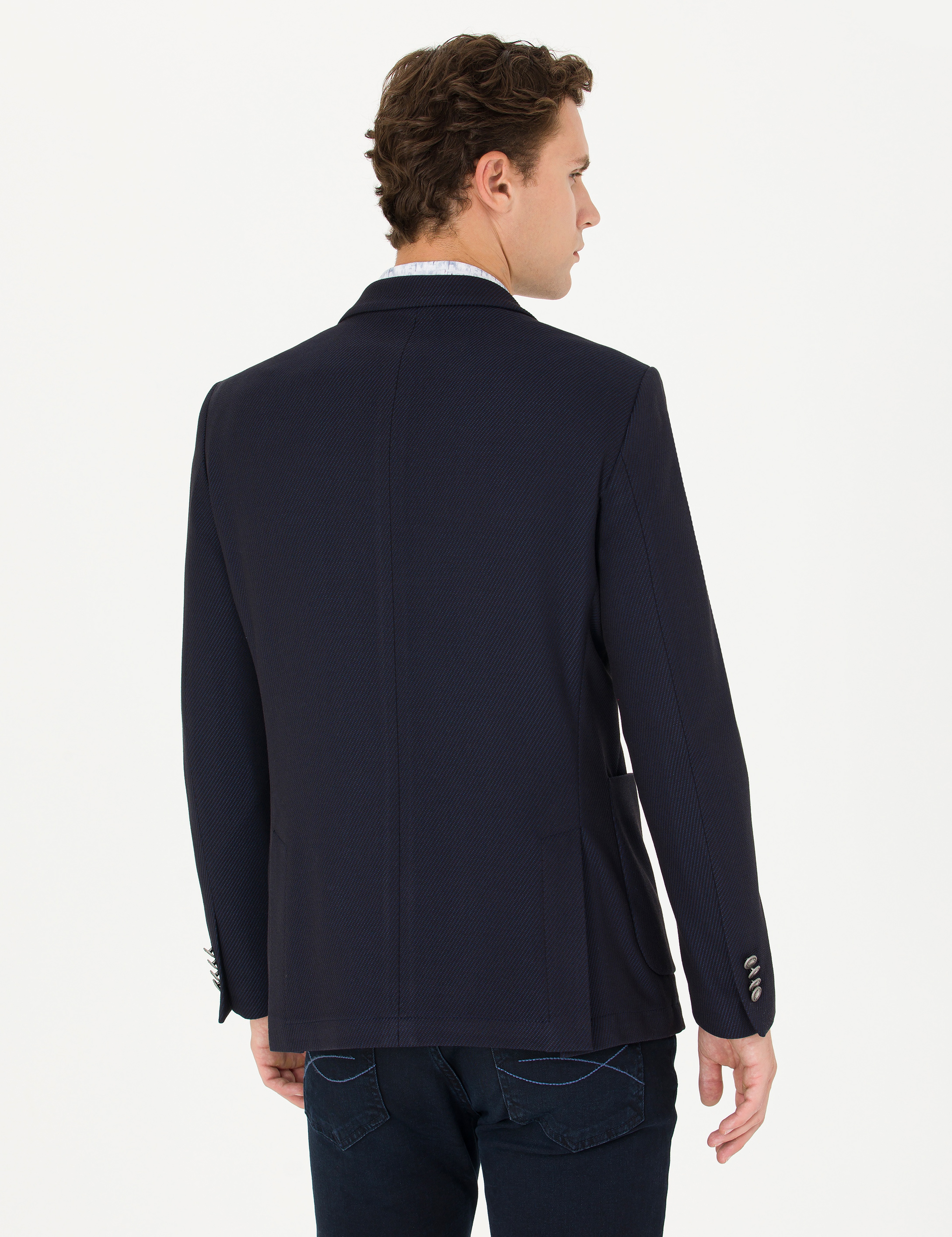 Lacivert Ekstra Slim Fit Blazer Ceket - Image 5