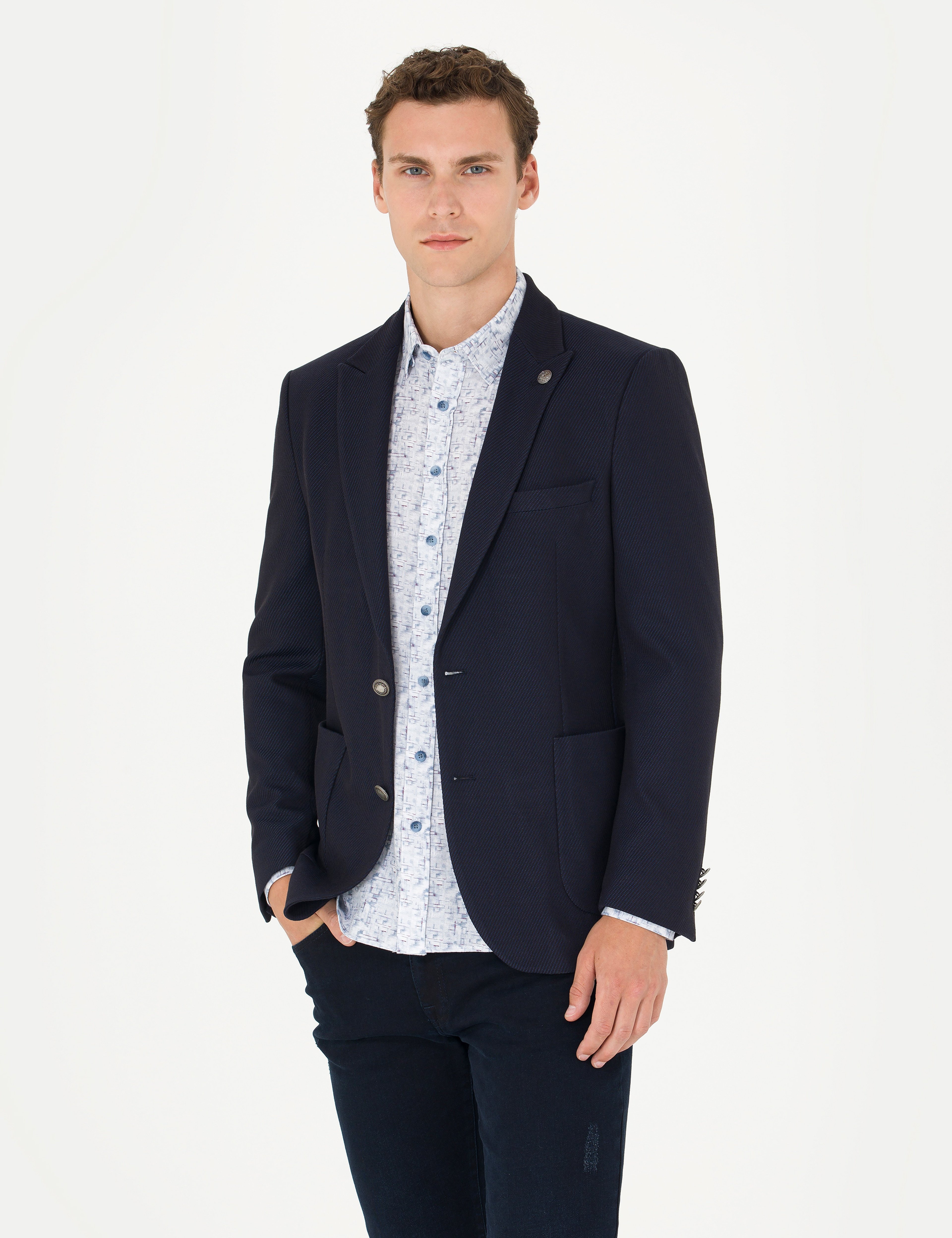 Lacivert Ekstra Slim Fit Blazer Ceket - Image 1