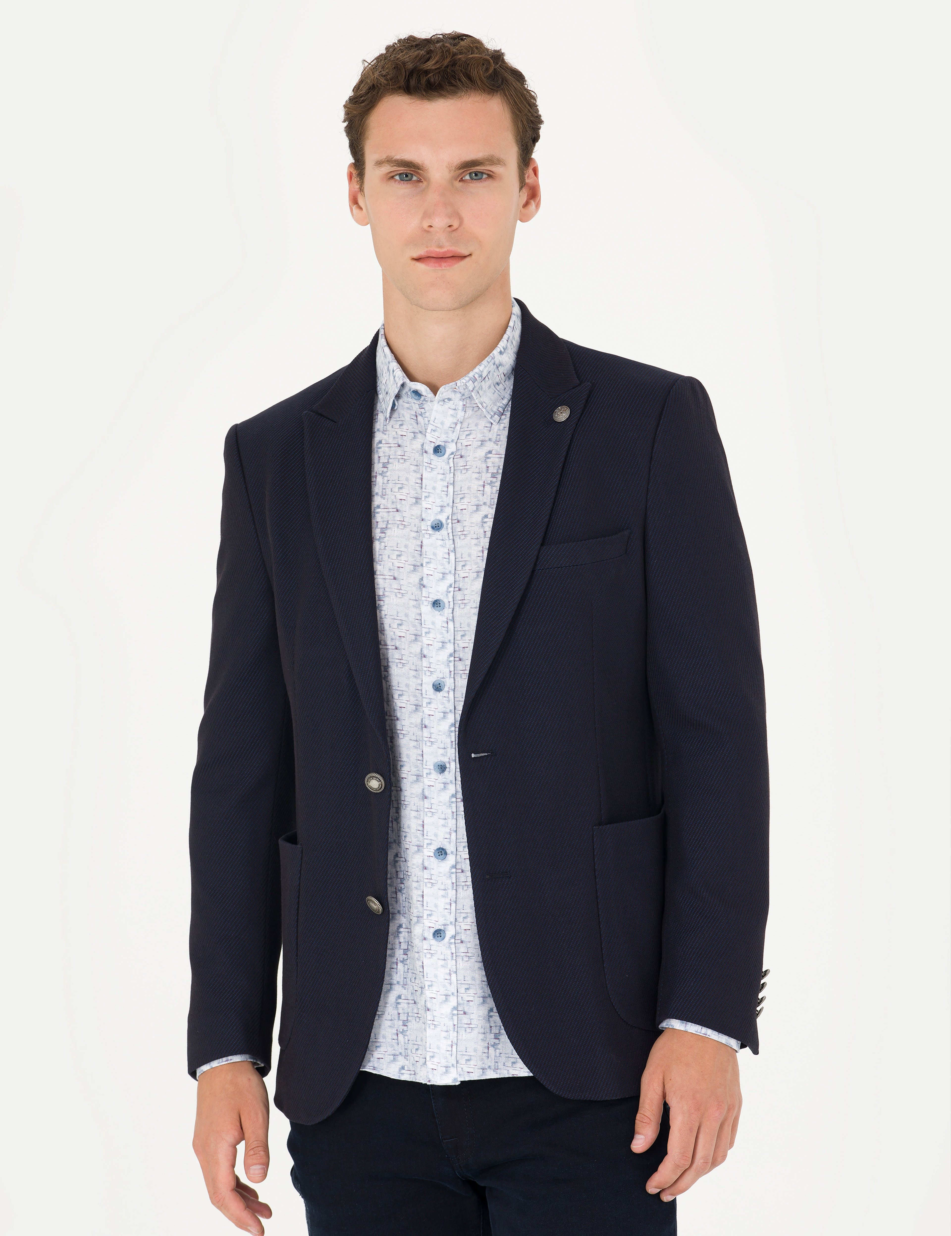 Lacivert Ekstra Slim Fit Blazer Ceket - Image 3