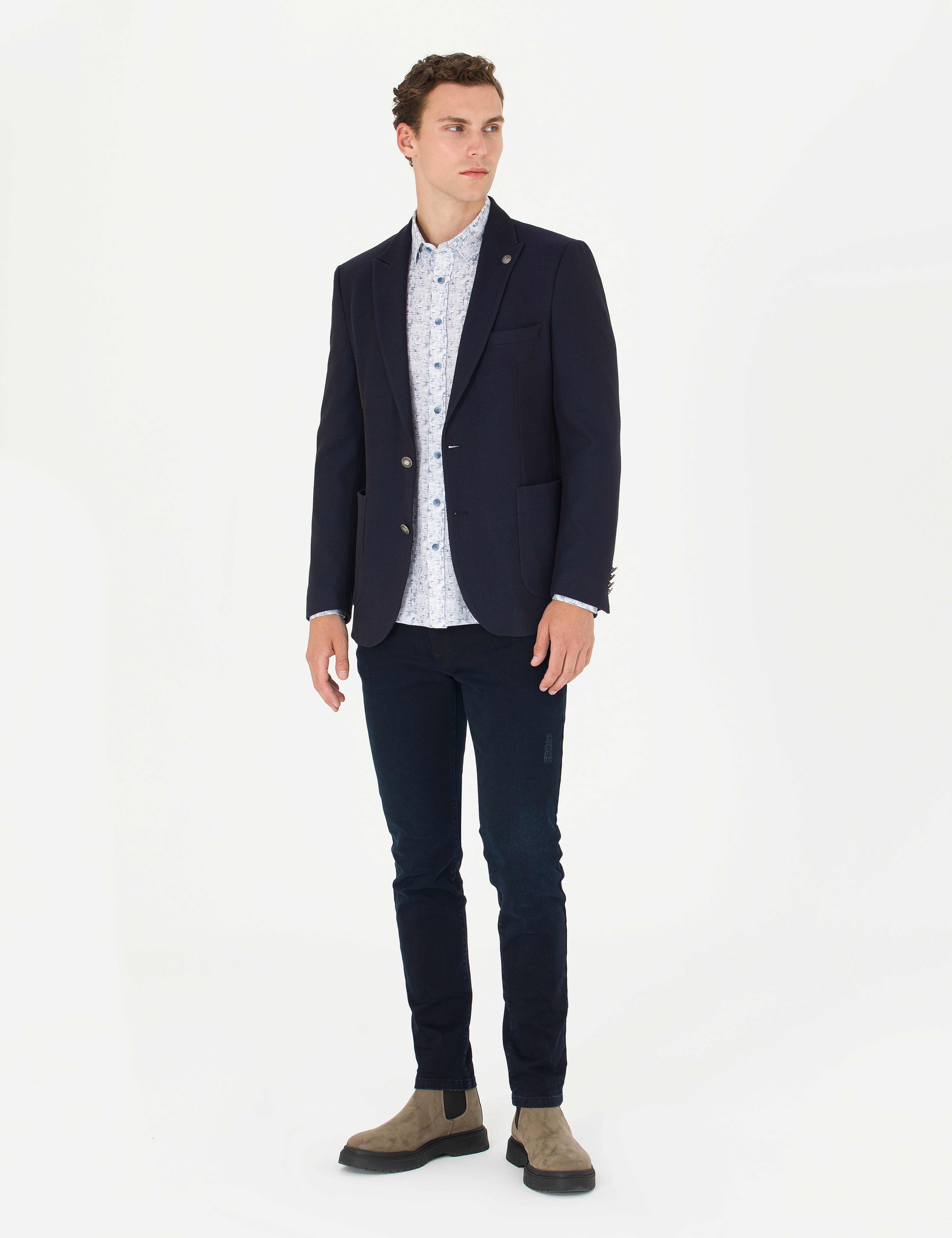 Lacivert Ekstra Slim Fit Blazer Ceket - Image 4