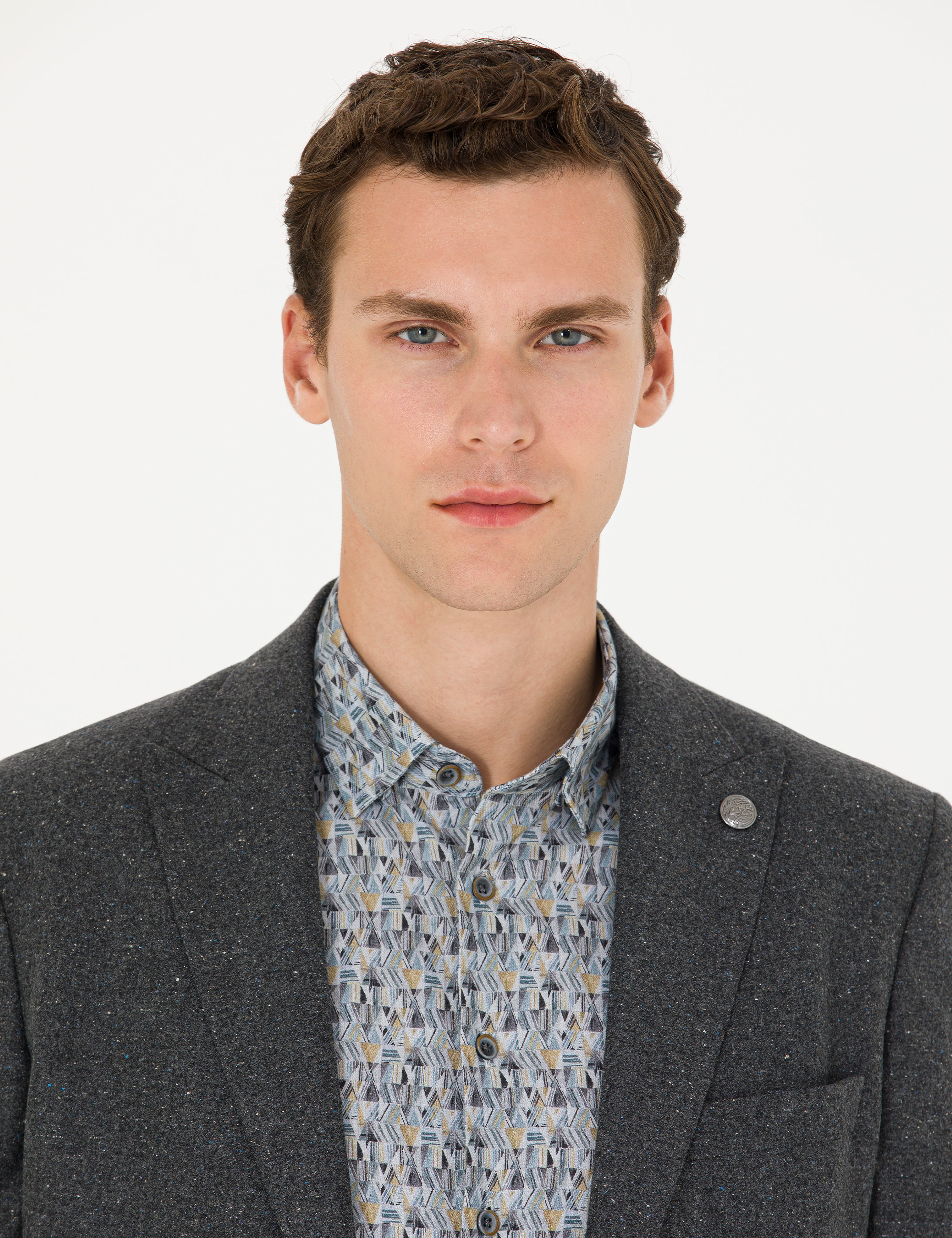 Antrasit Yün Karışımlı Slim Fit Ceket