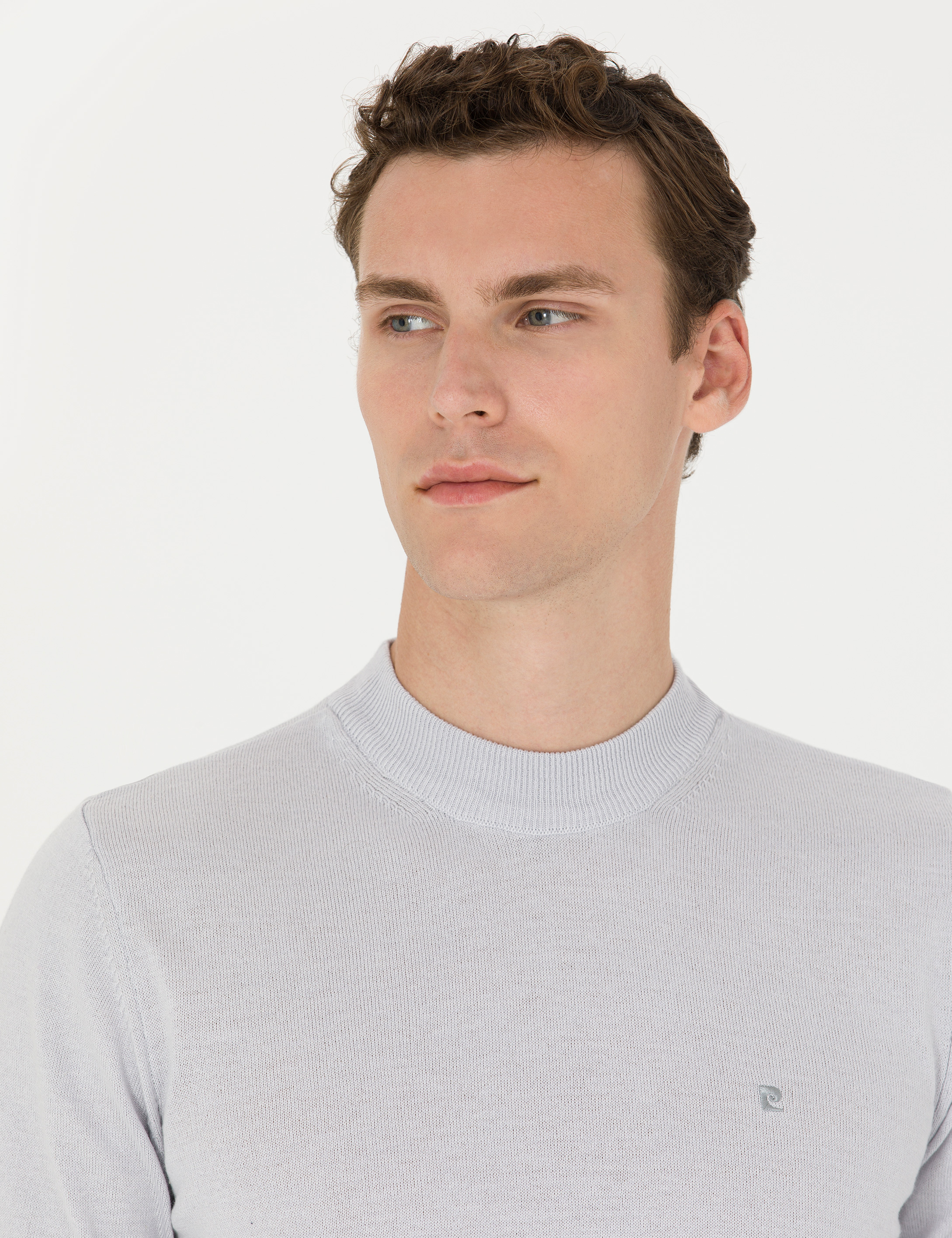Pierre Cardin Krem Melanj Slim Fit Yarım Balıkçı Yaka Basic Triko Kazak görsel 2