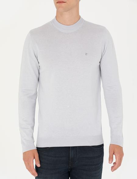 Krem Melanj Slim Fit Yarım Balıkçı Yaka Basic Triko Kazak - 50276534036