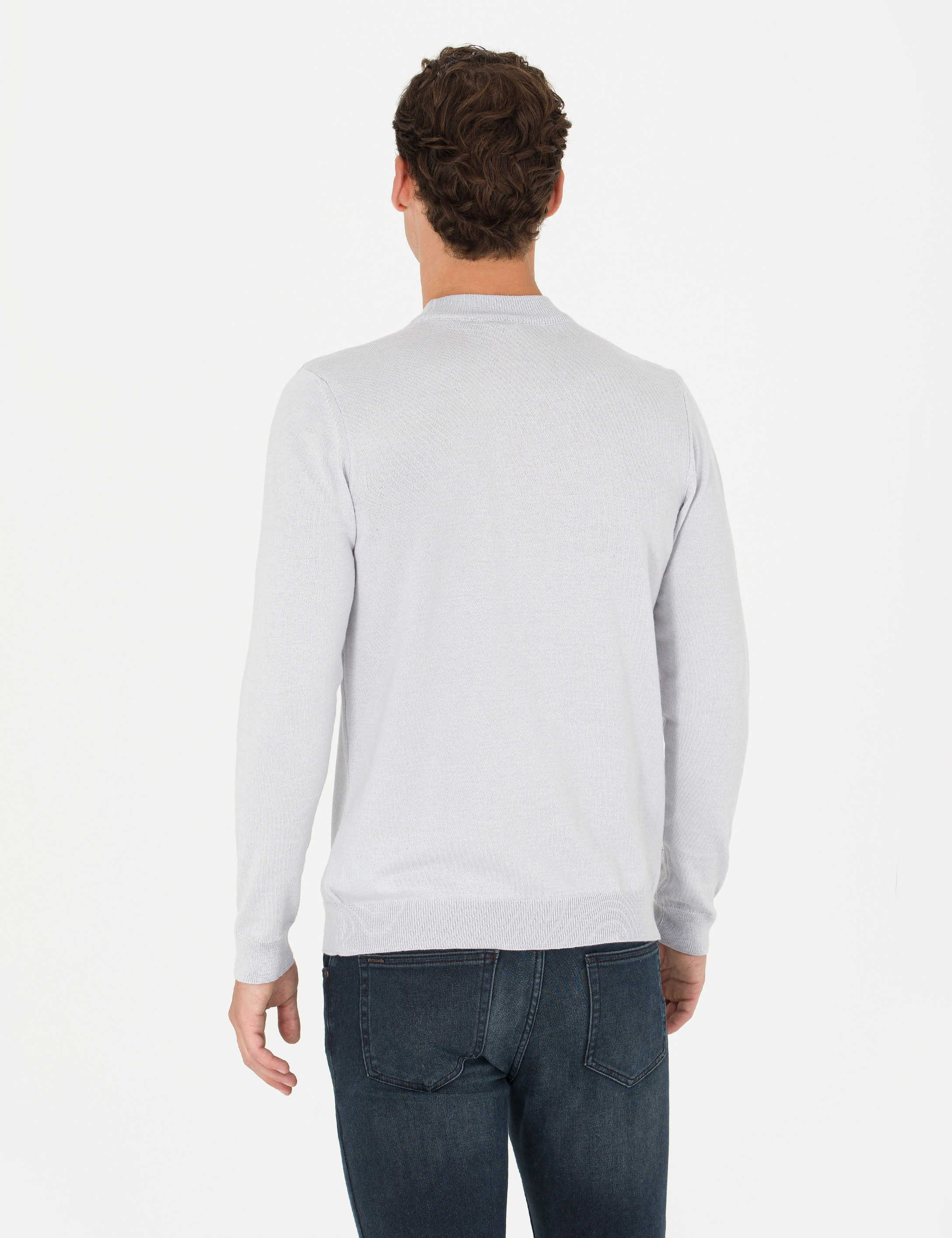 Pierre Cardin Krem Melanj Slim Fit Yarım Balıkçı Yaka Basic Triko Kazak görsel 5