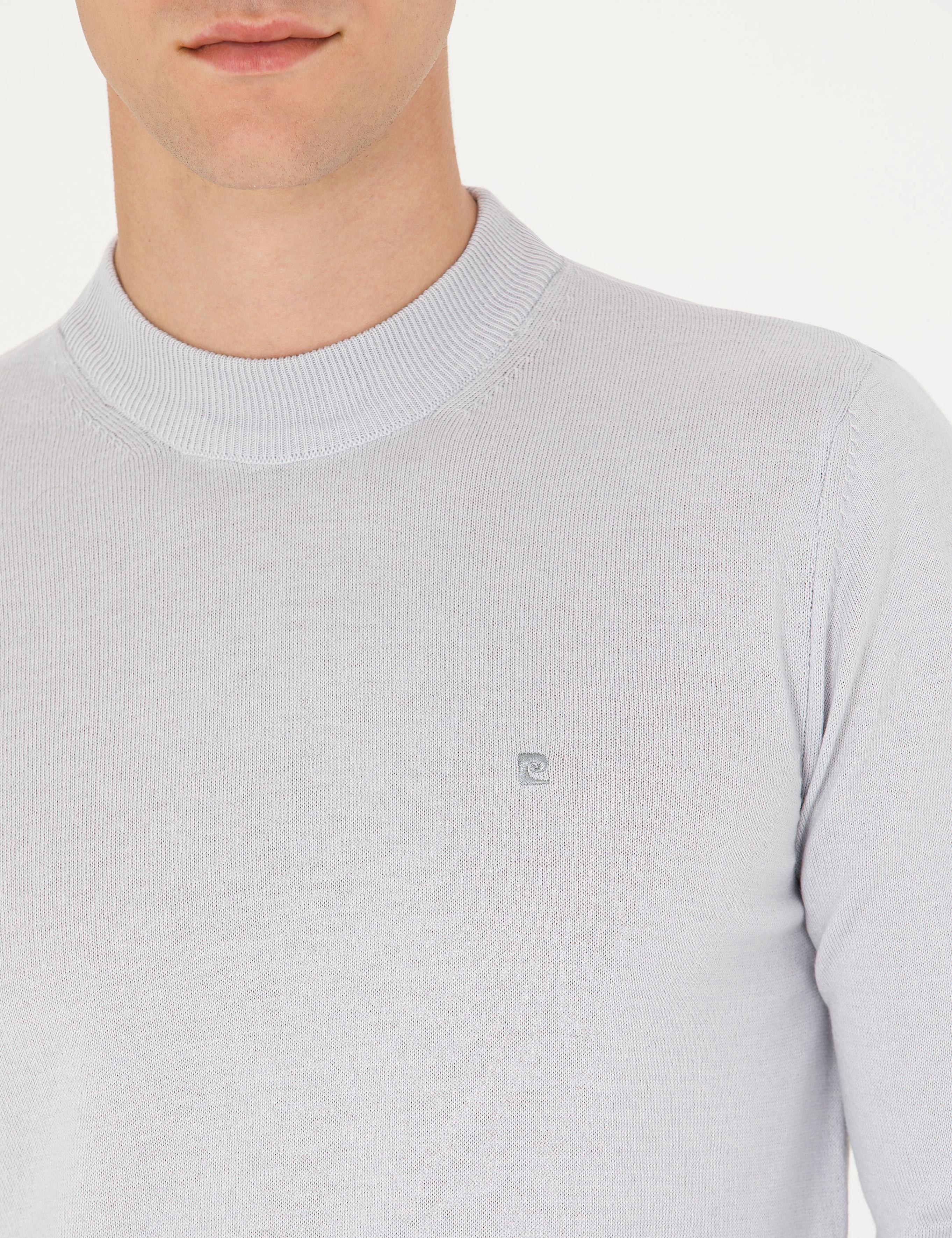 Krem Melanj Slim Fit Yarım Balıkçı Yaka Basic Triko Kazak