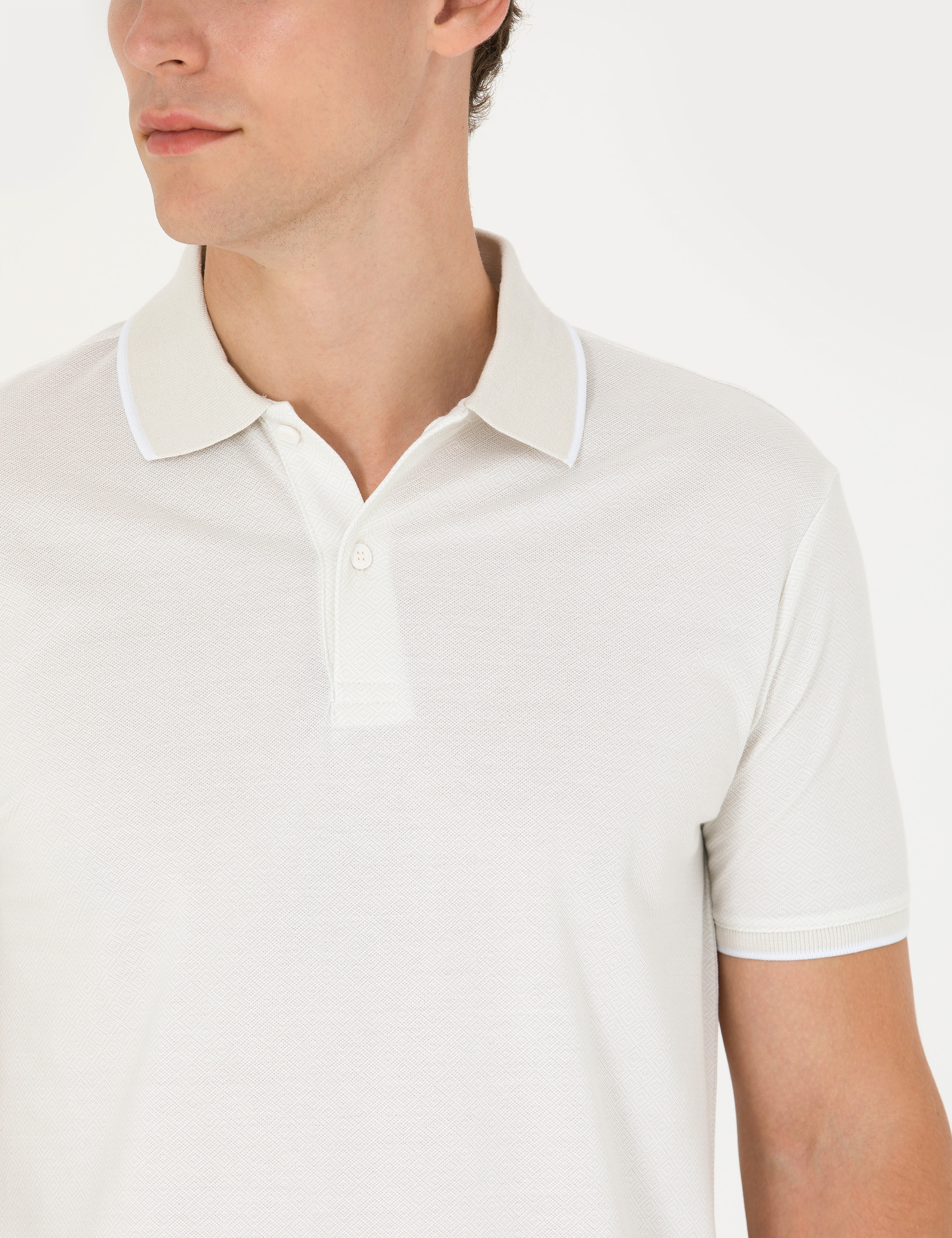 Açık Gri Slim Fit %100 Pamuk Polo Yaka Tişört