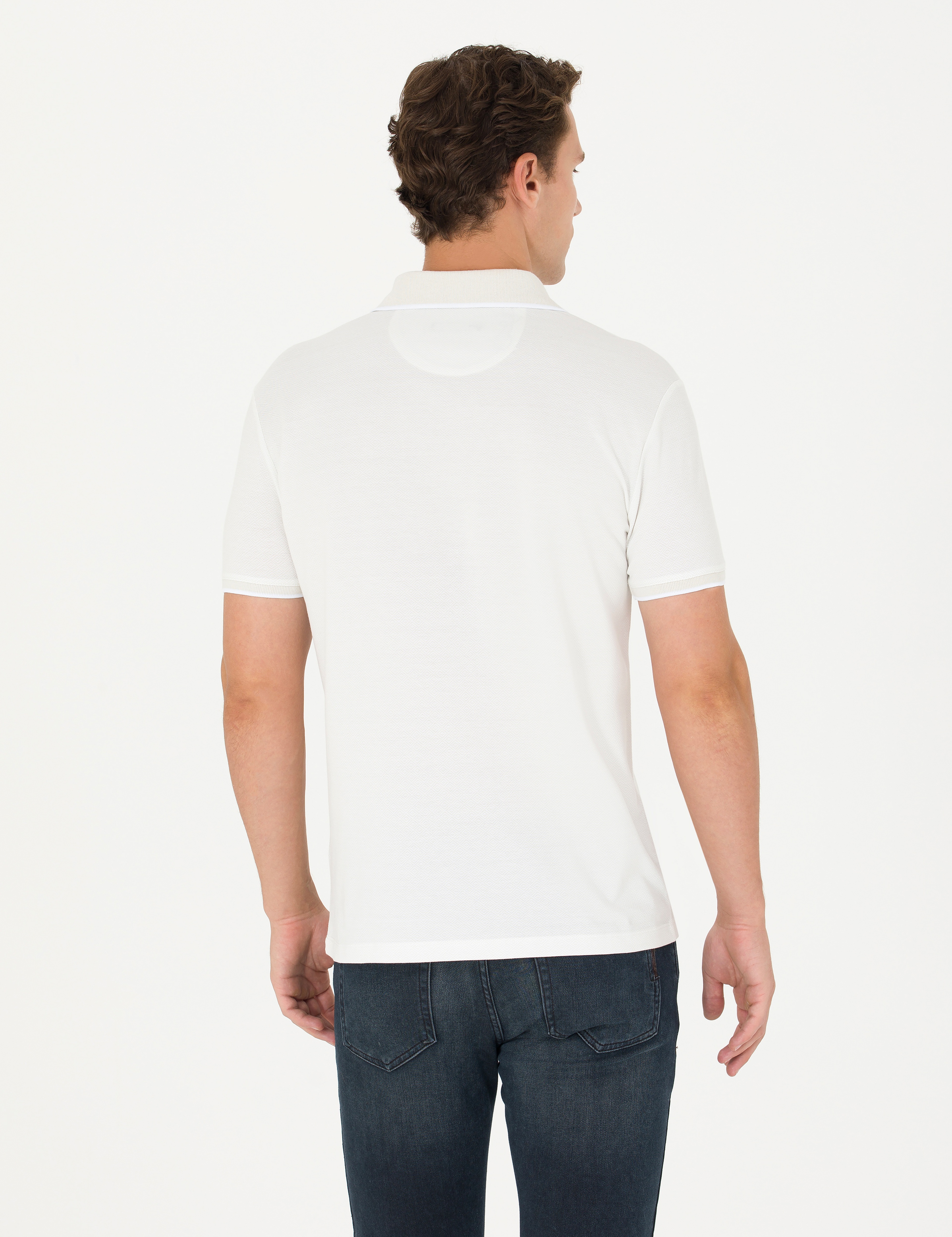 Açık Gri Slim Fit %100 Pamuk Polo Yaka Tişört - Image 5